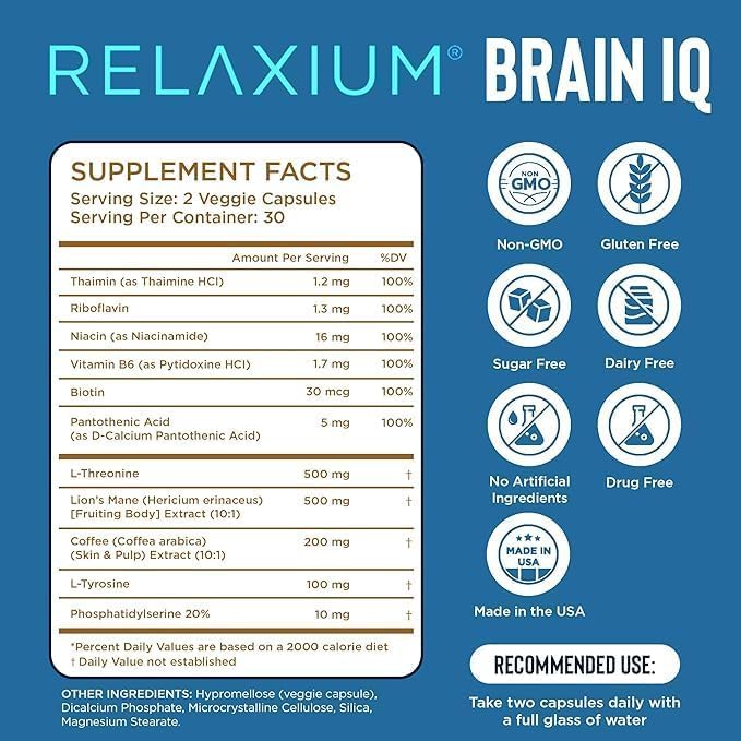 daily wellness Sleep Aid & Brain IQ Capsules close-up of ingredients
