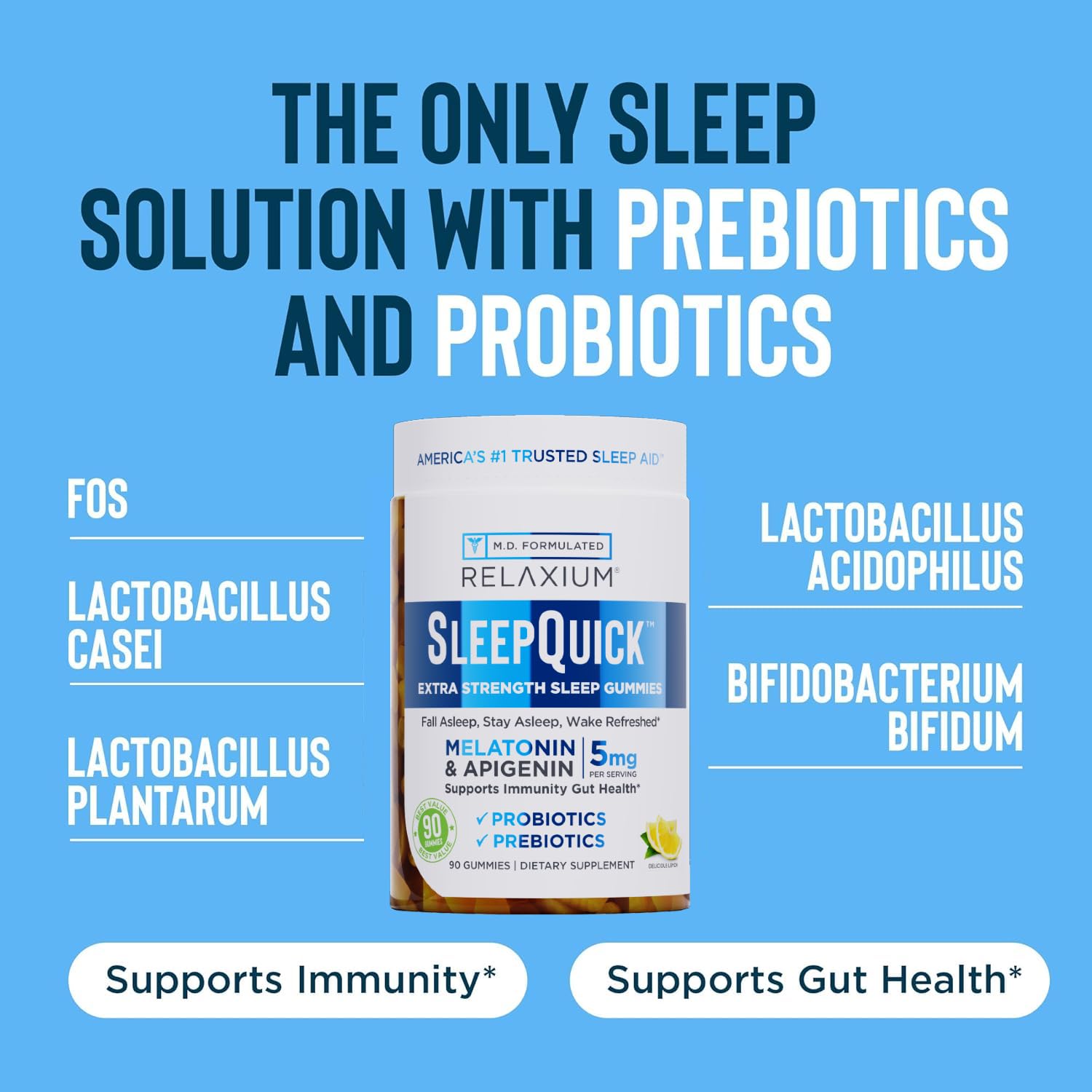 daily wellness Sleep Quick Gummies in a lifestyle setting on a bedside table