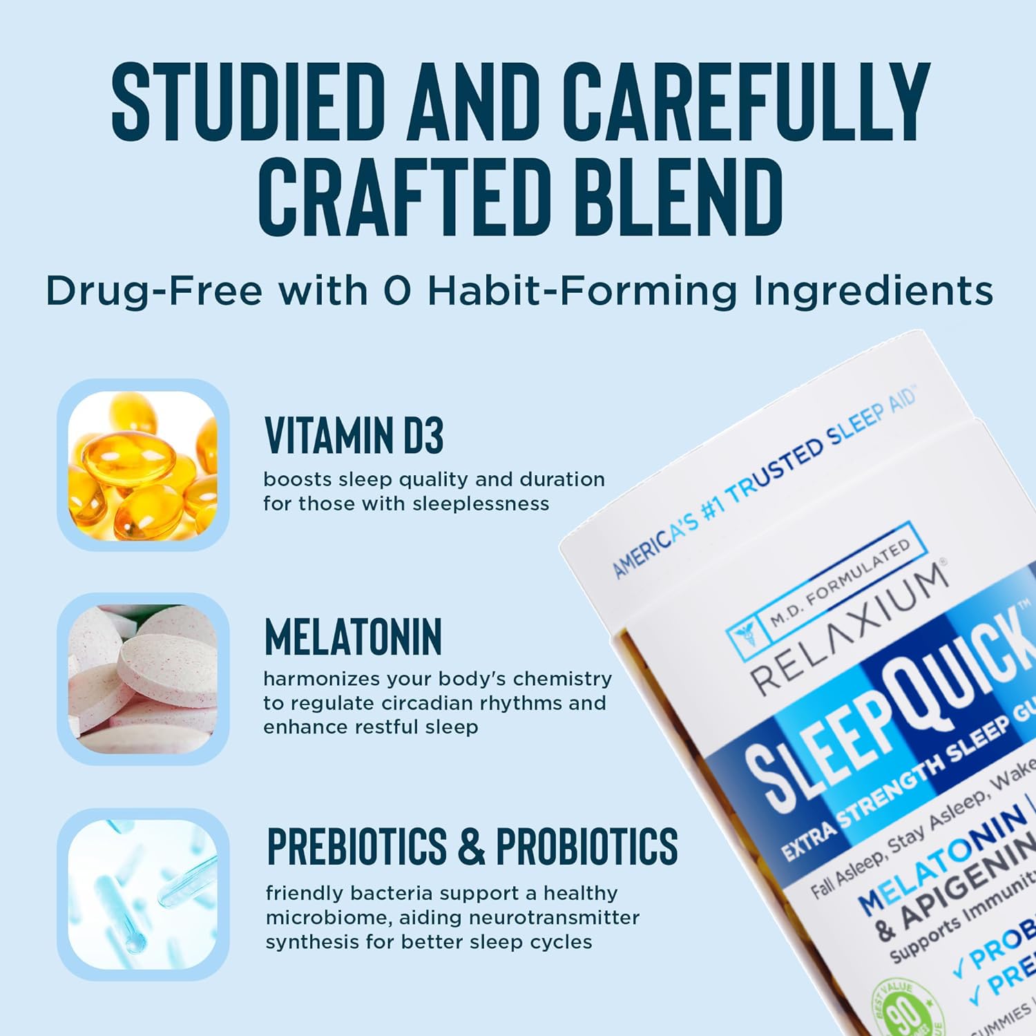 daily wellness Sleep Quick Gummies with a measuring spoon for serving size