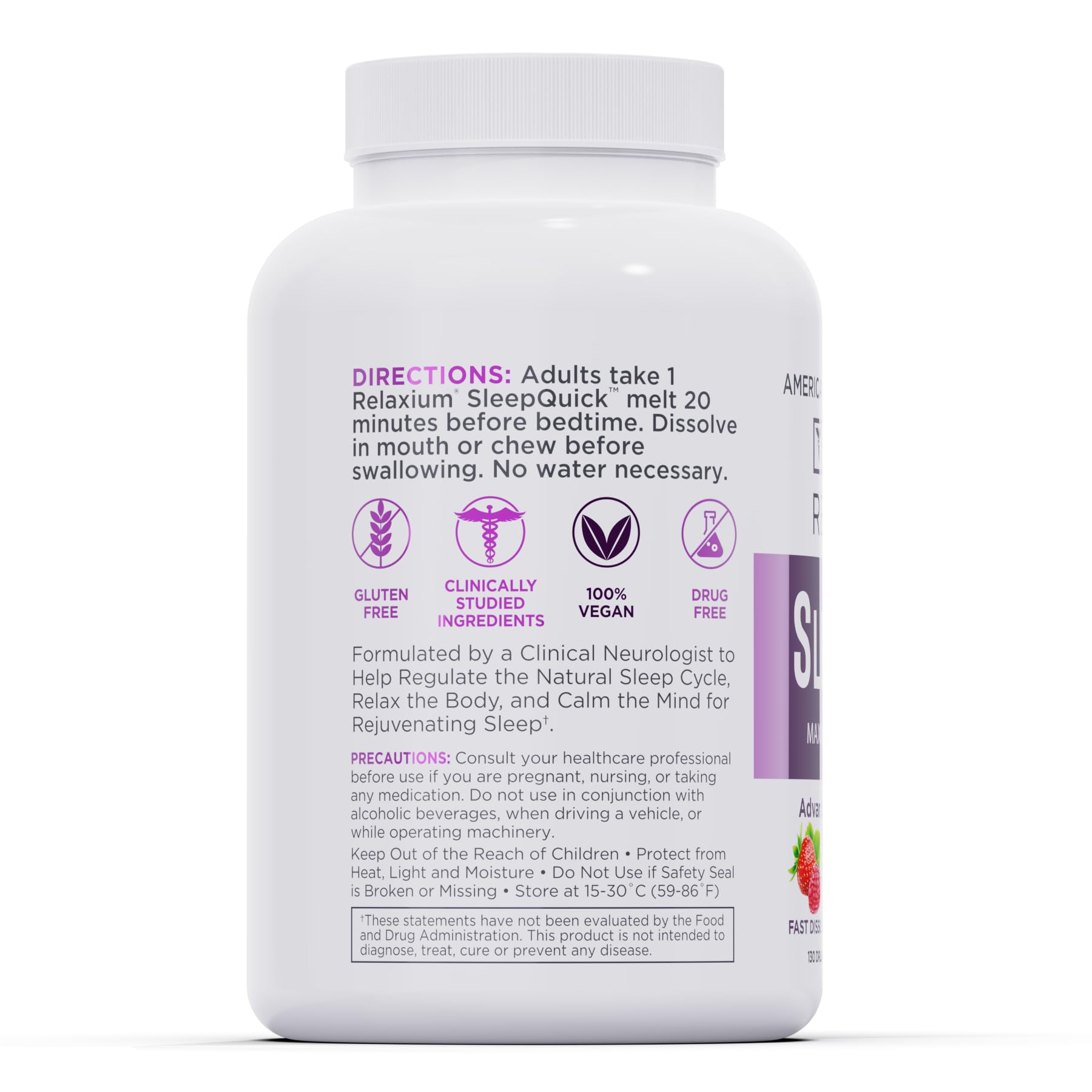 daily wellness Sleep Quick Melts packaging side view