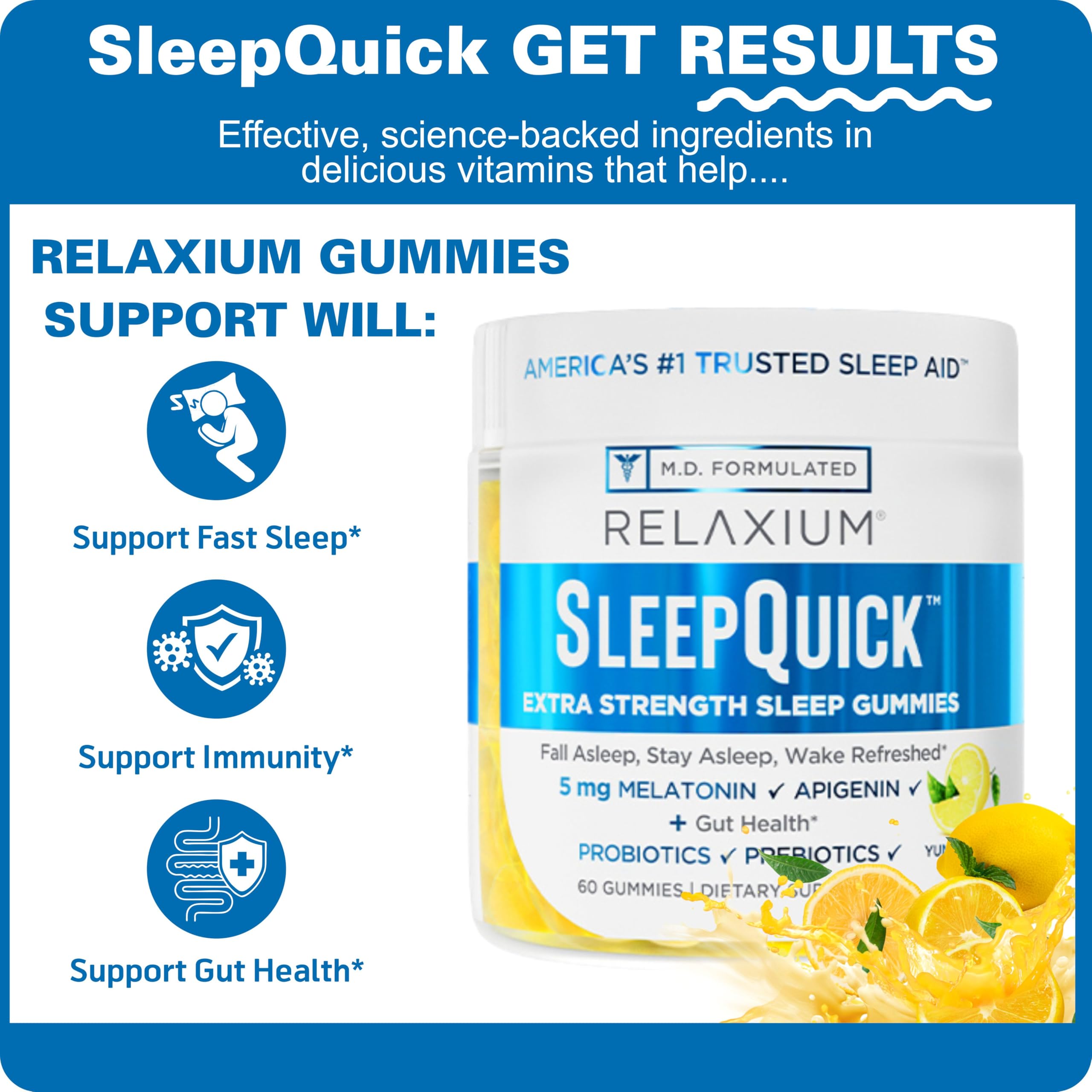 daily wellness SleepQuick Gummies displayed with a spoon