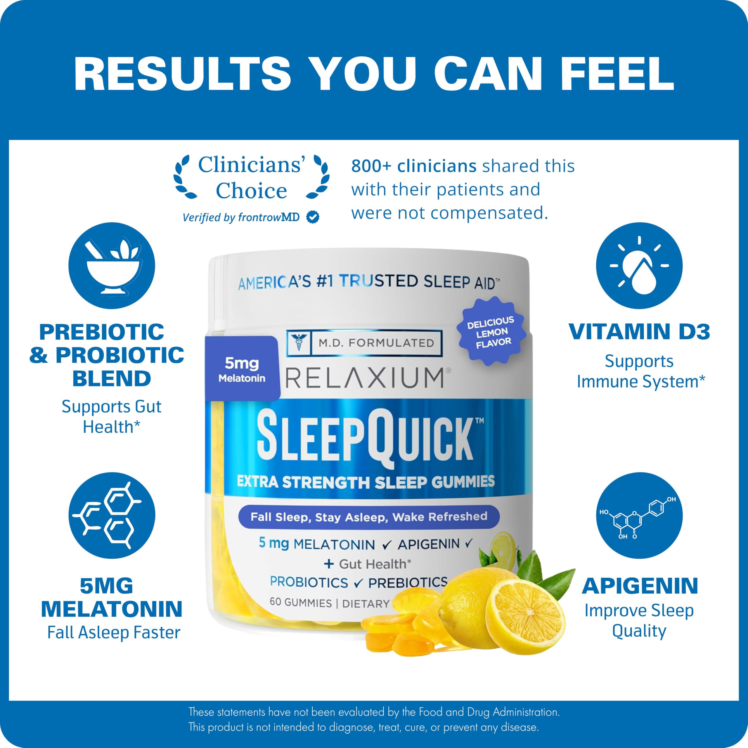 daily wellness SleepQuick Gummies showing nutritional information