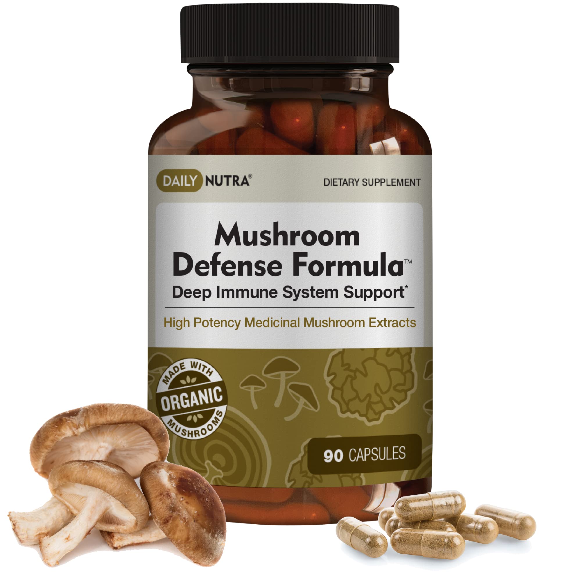 DailyNutra Mushroom Blend Supplement front view with packaging