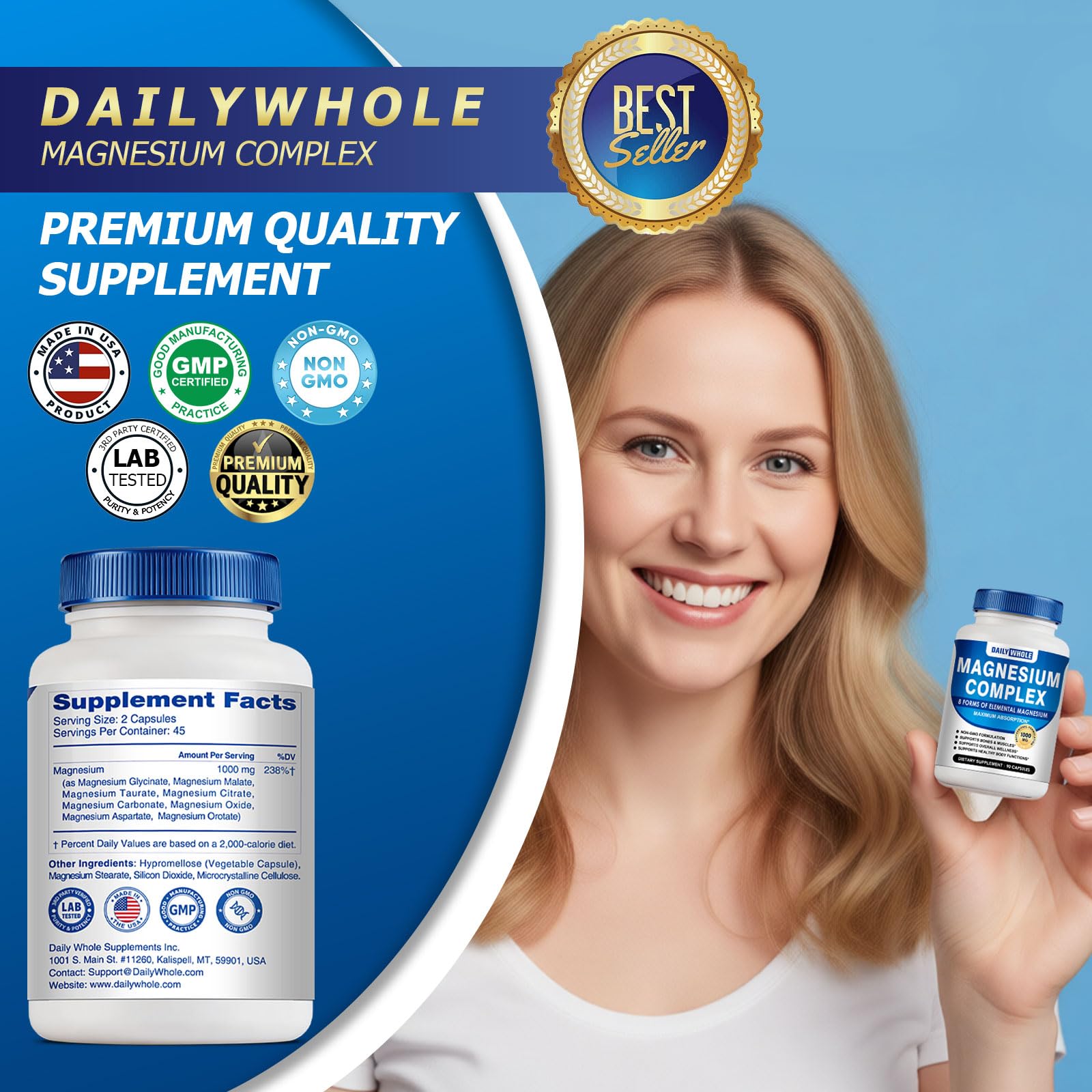 DailyWhole Magnesium Capsules 8-in-1 Blend packaging