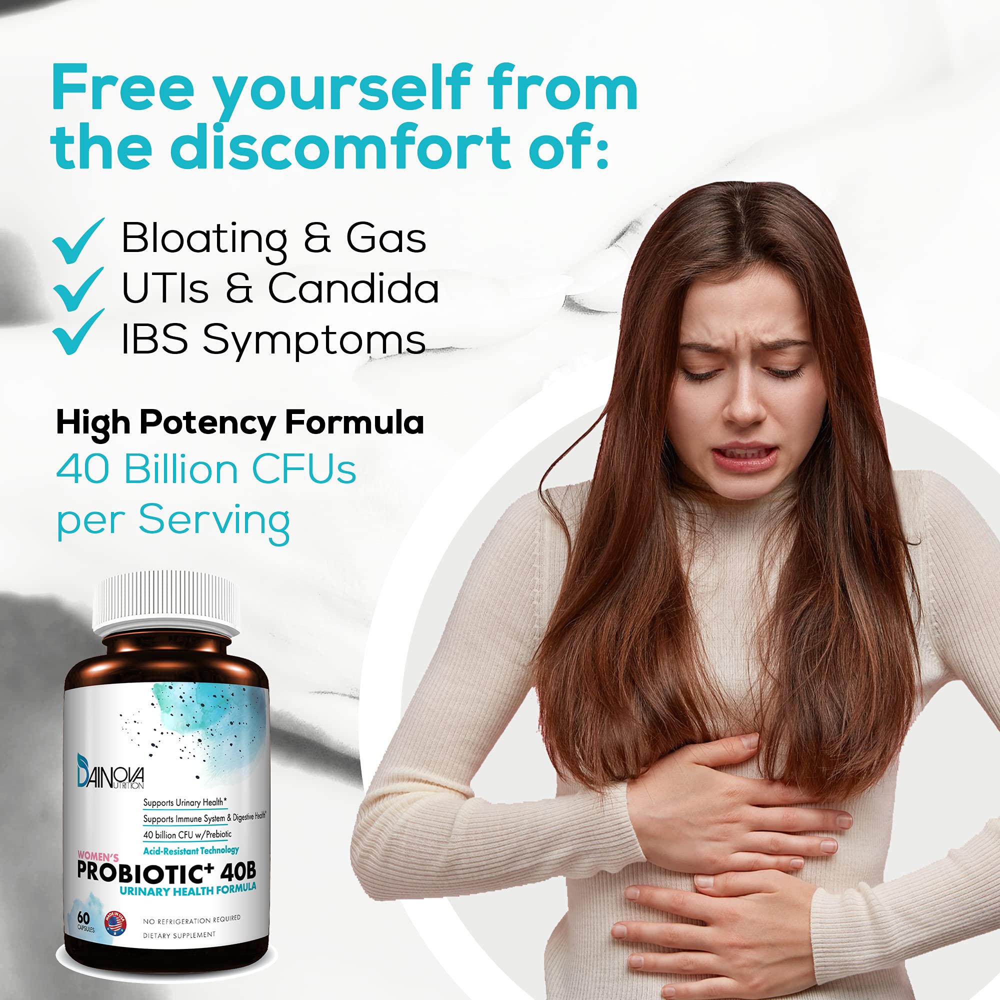 Dainova Nutrition Women's Probiotic Capsules bottle with label