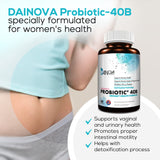 Dainova Nutrition Women's Probiotic Capsules on a wooden table