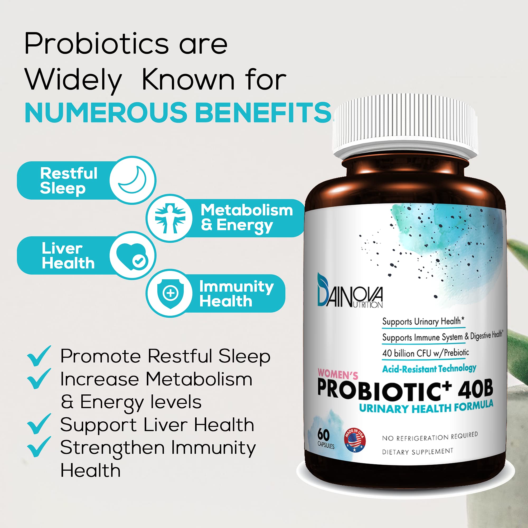Dainova Nutrition Women's Probiotic Capsules with measuring spoon