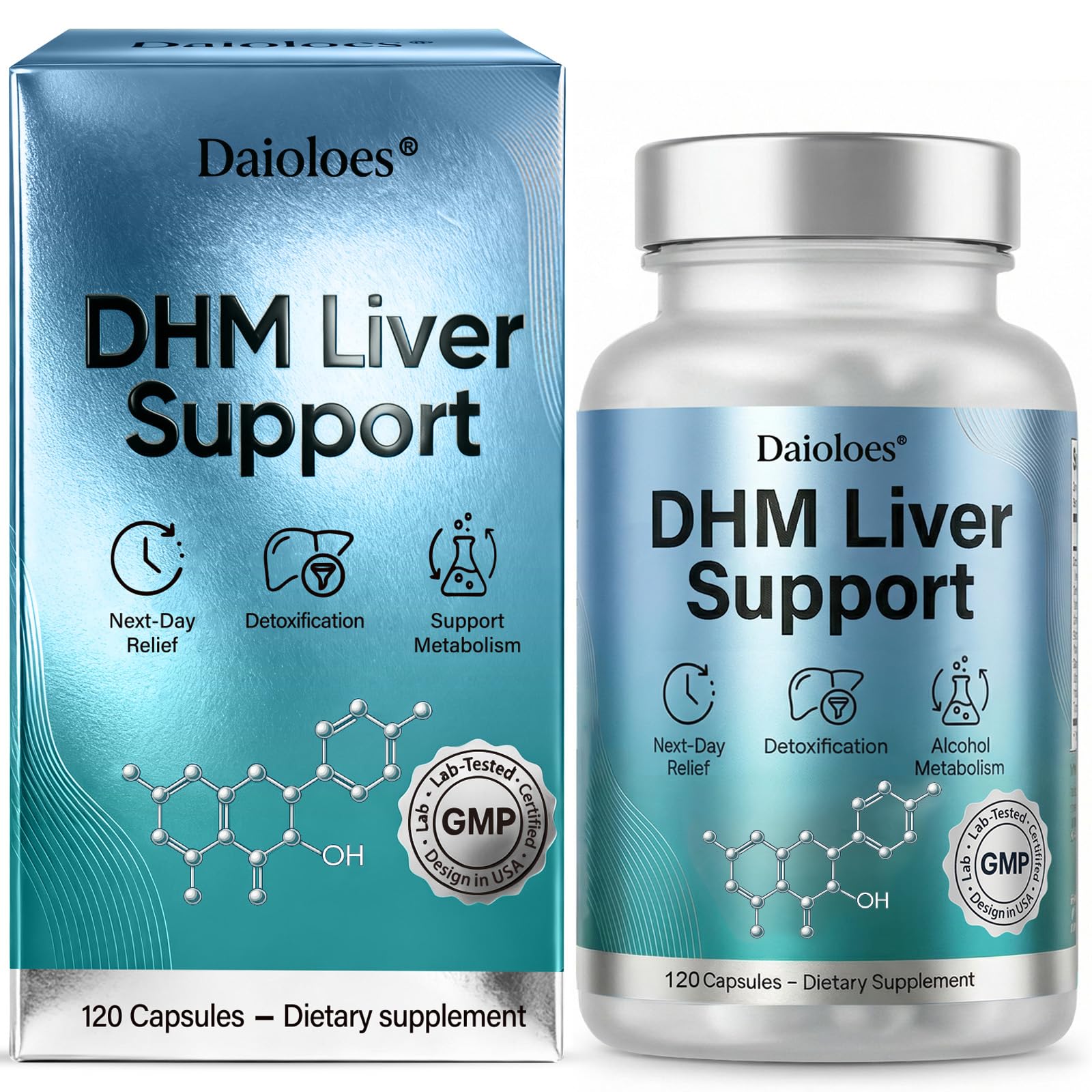 Daioloes DHM Extract Capsules front view with packaging