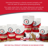 Dairyland Management LLC Ginseng Root Slices on a wooden table