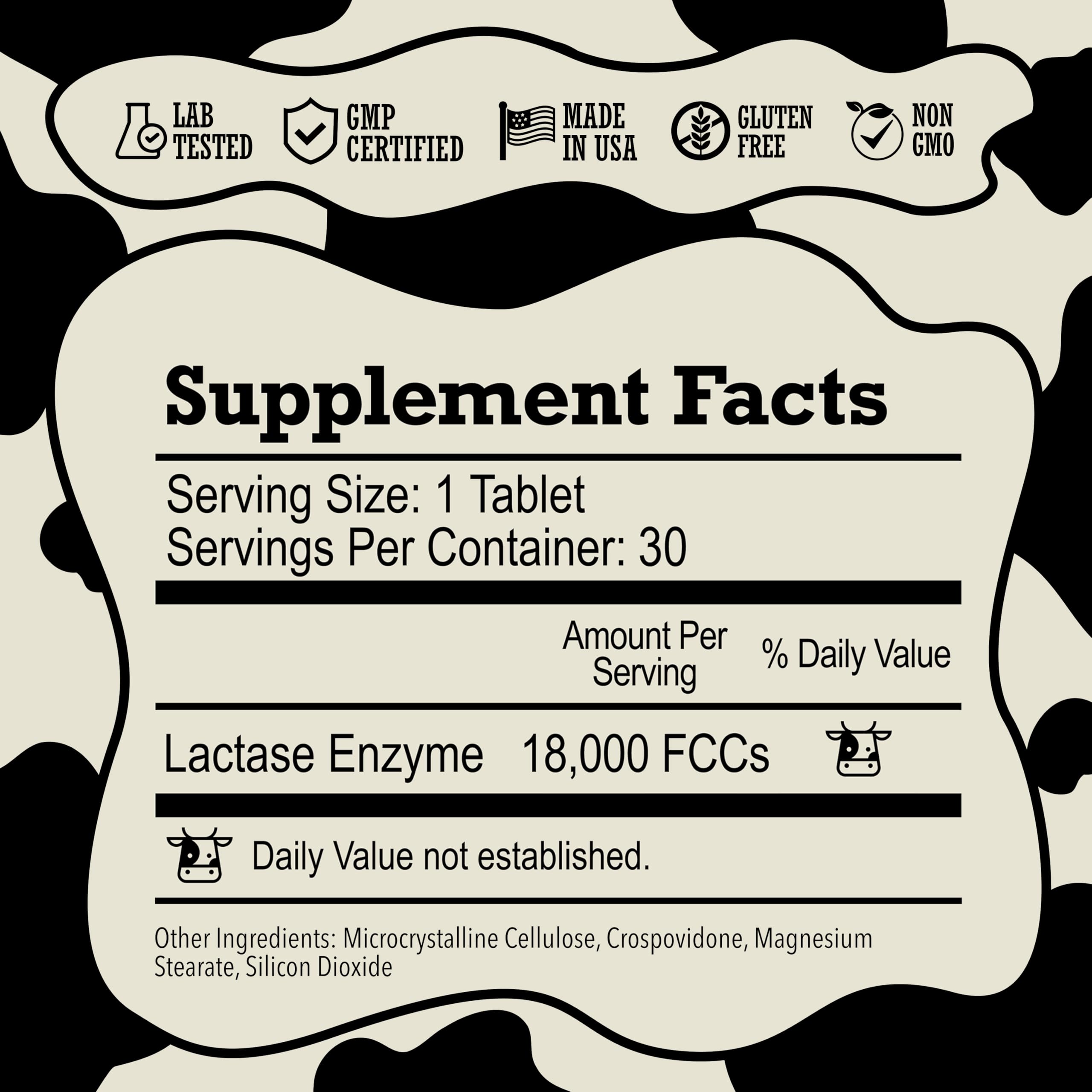 DairyPill lactase enzyme supplement ingredients list