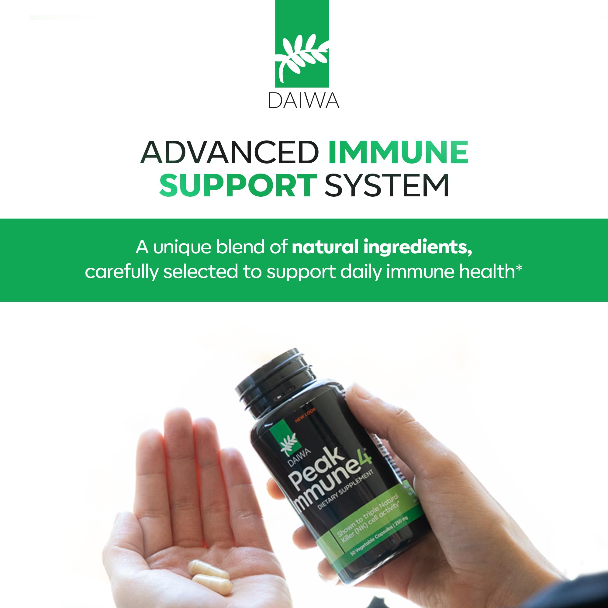 Daiwa PeakImmune4 Mushroom Supplement 1000mg side view
