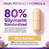 Dalnara Milk Thistle Capsules 80% Silymarin capsules on a table
