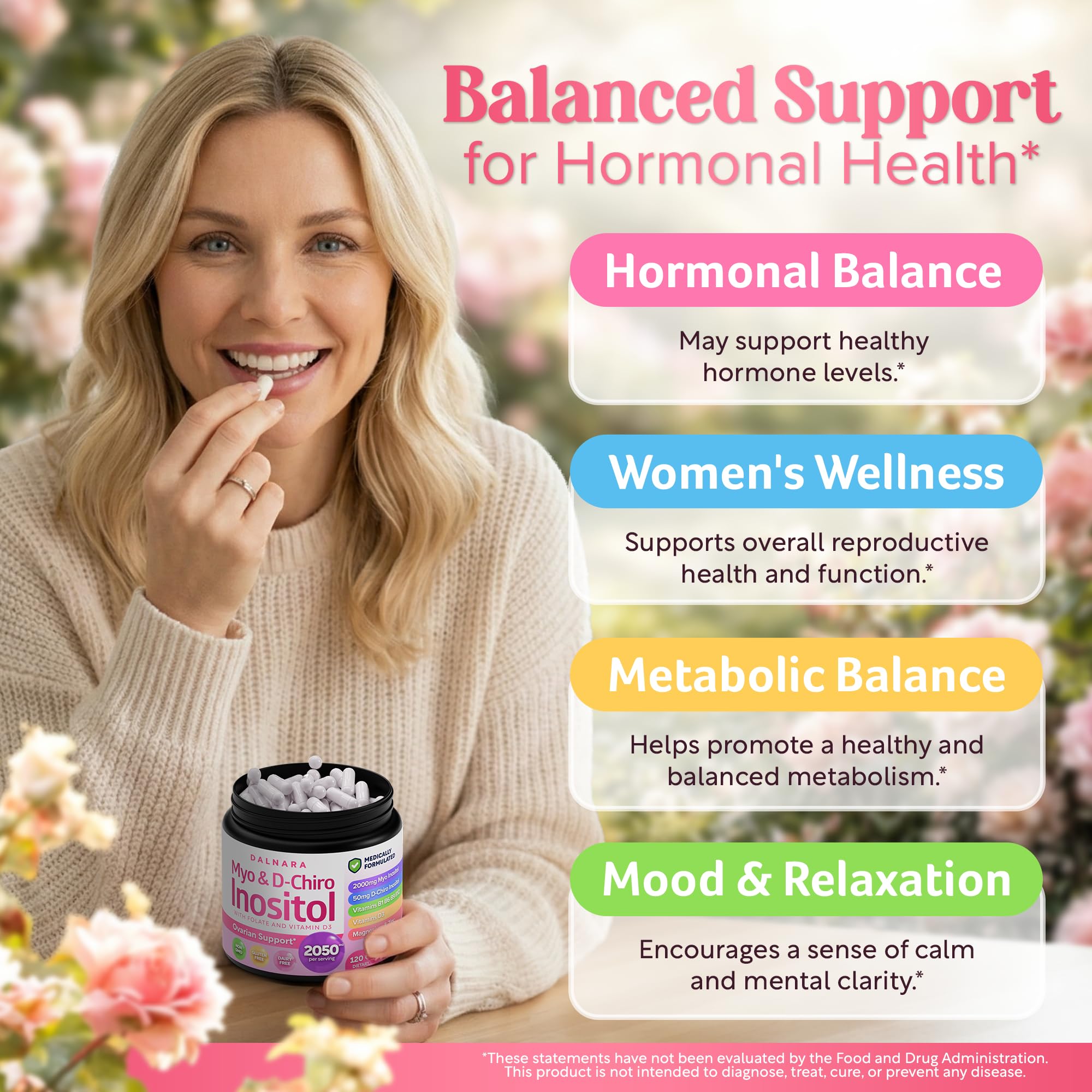 Dalnara Myo-Inositol & D-Chiro Inositol capsules bottle with label