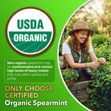 Dalnara Organic Spearmint Capsules 1200mg capsules on a wooden surface