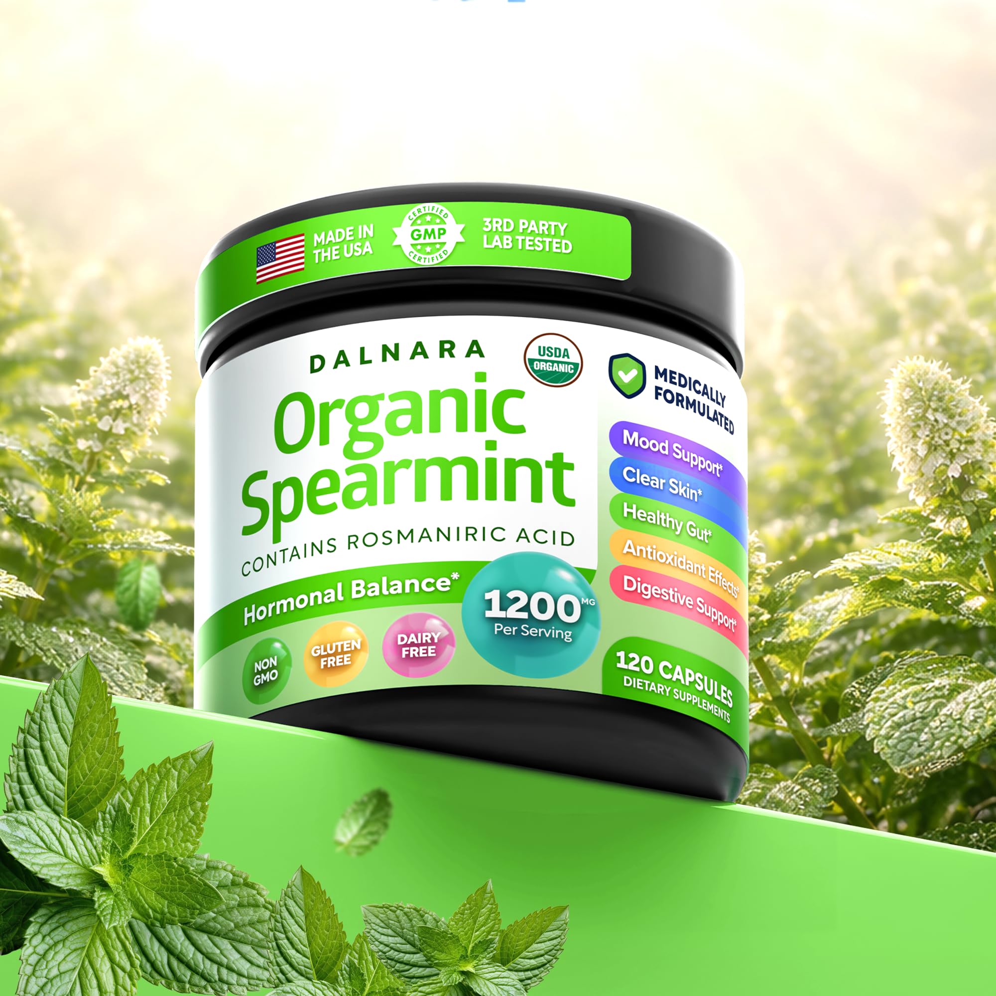 Dalnara Organic Spearmint Capsules 1200mg lifestyle scene