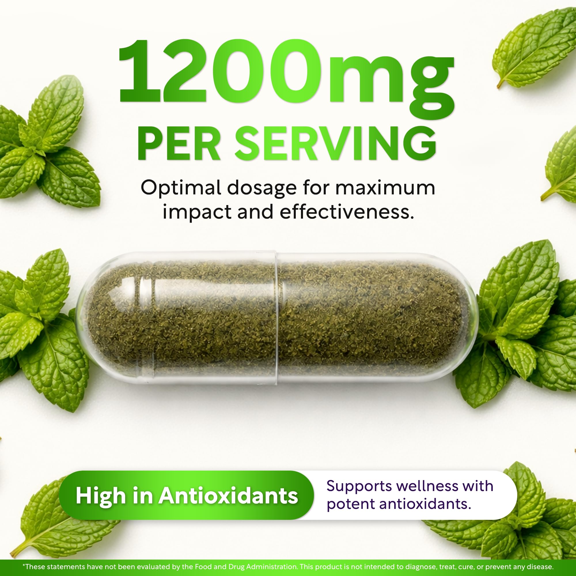 Dalnara Organic Spearmint Capsules 1200mg side view