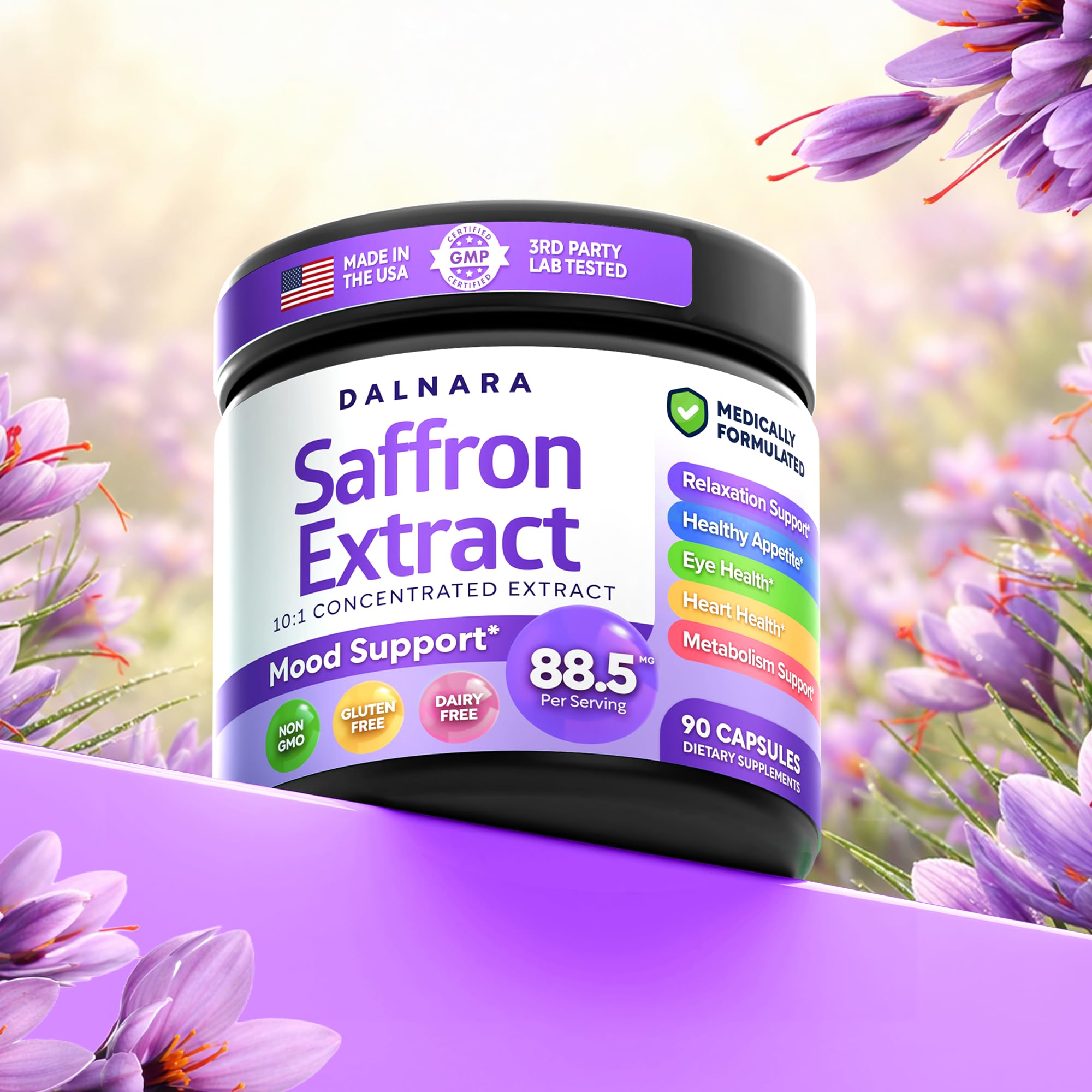 Dalnara Saffron Extract Capsules 88.5mg in lifestyle setting