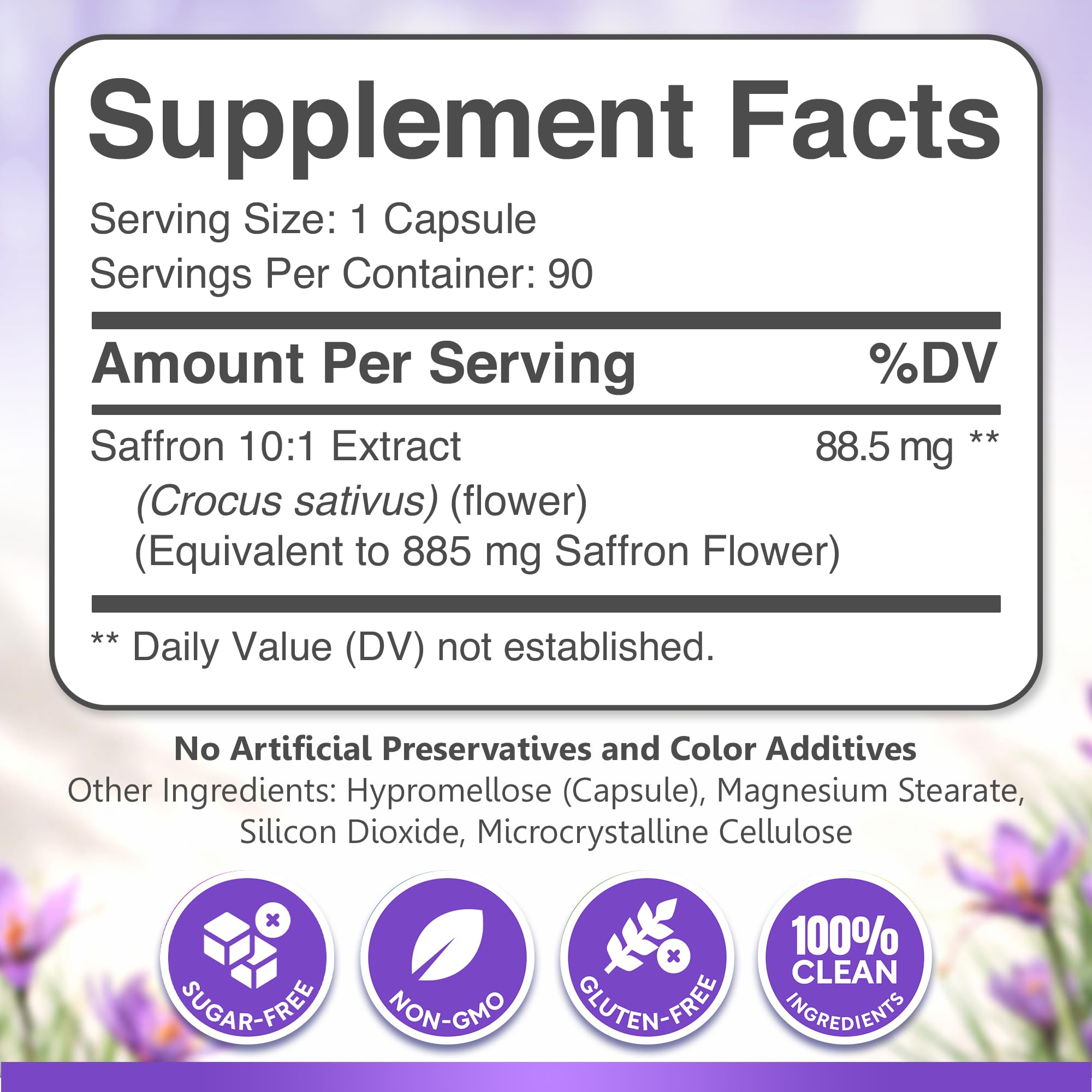 Dalnara Saffron Extract Capsules 88.5mg packaging details