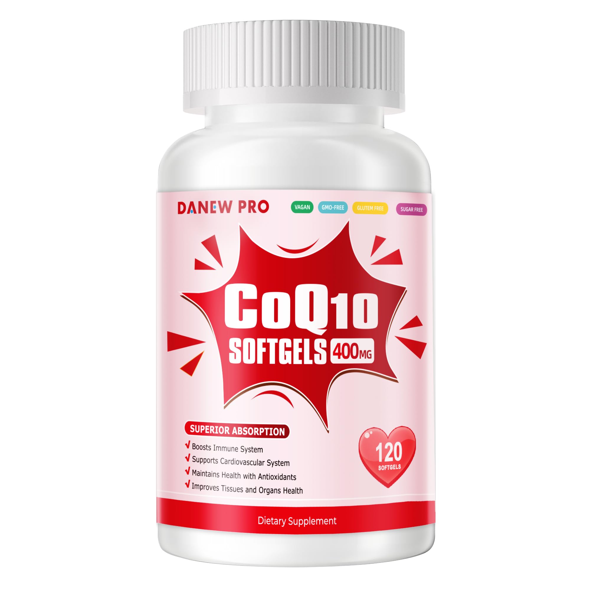 DANEW Pro CoQ10-400mg Softgels front view with packaging