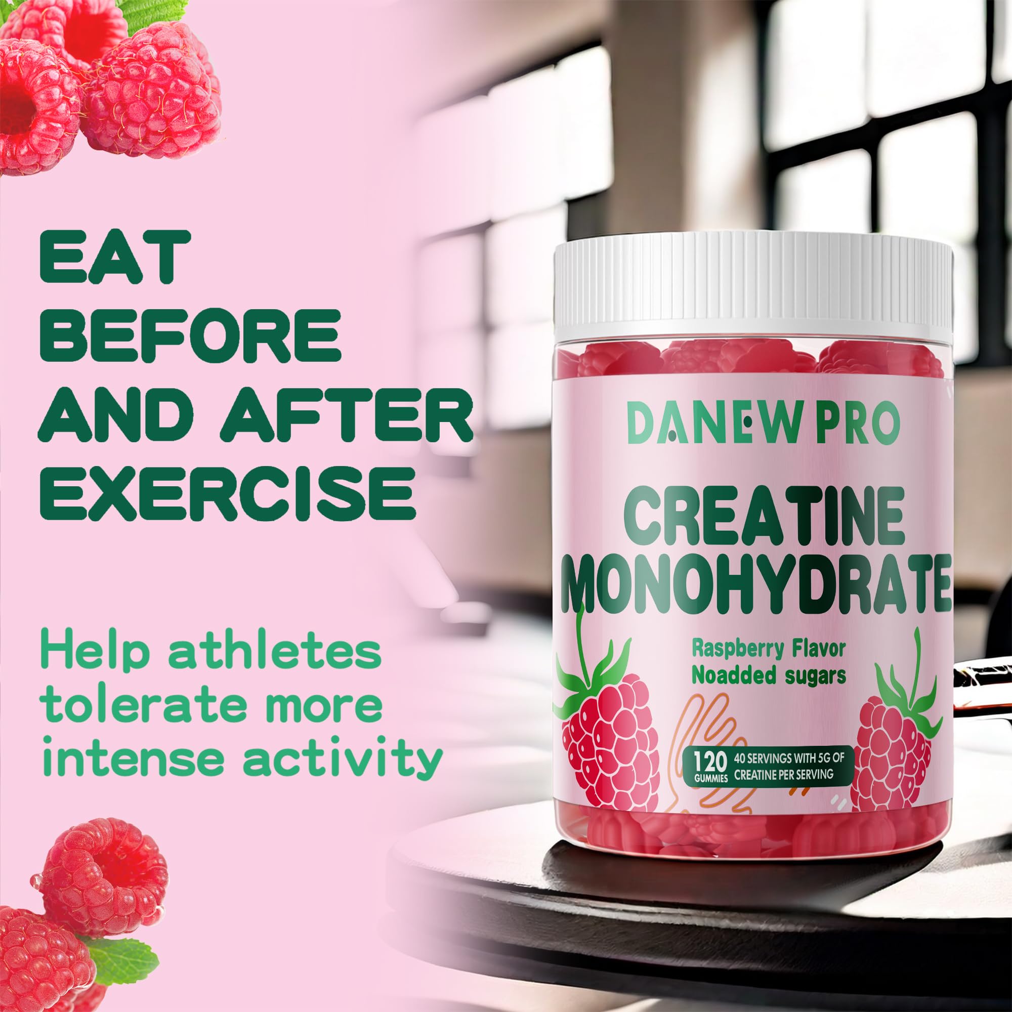 DANEW Pro Creatine Monohydrate Gummies with fresh fruit