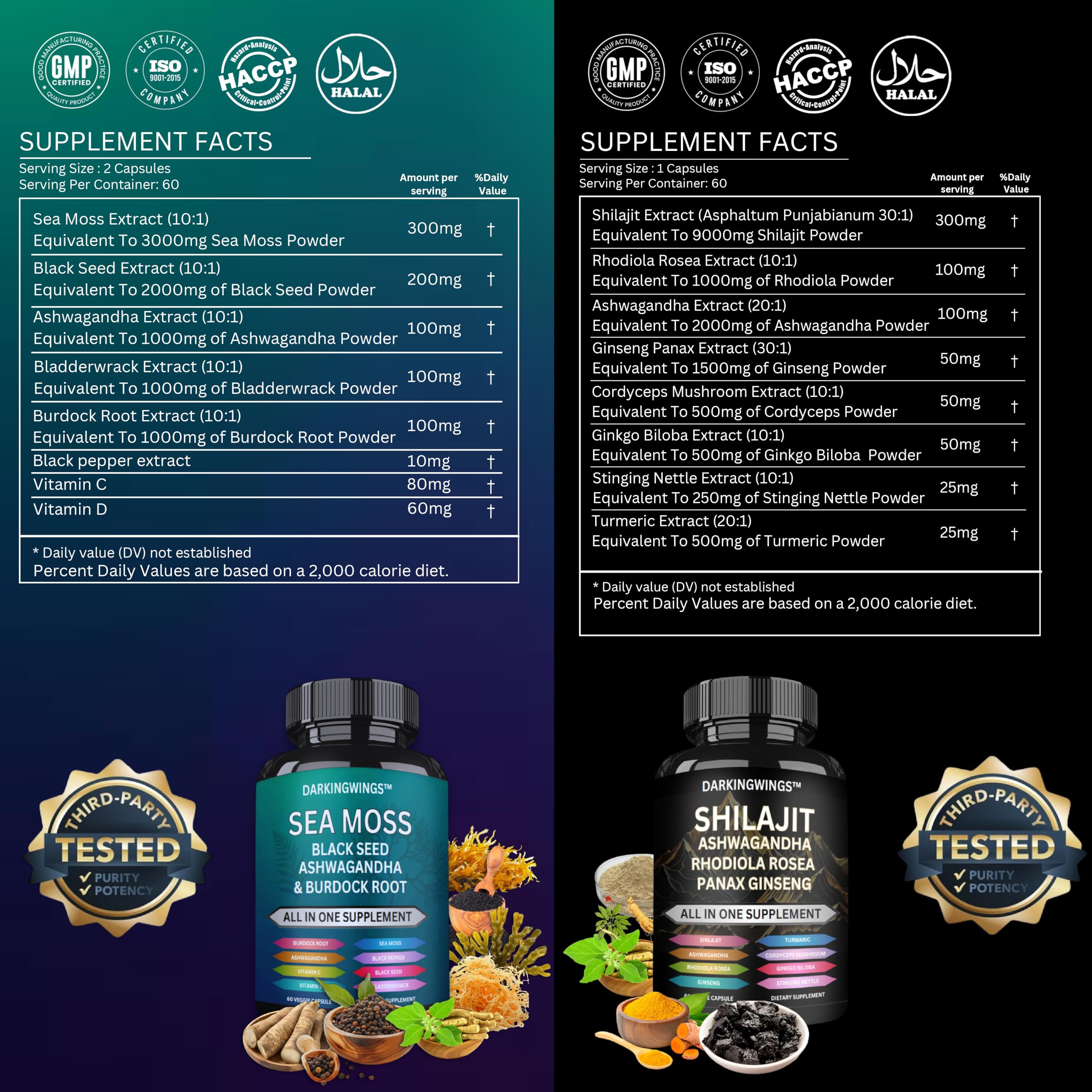Darkingwings Dynamic Vitality Bundle back view showing ingredients