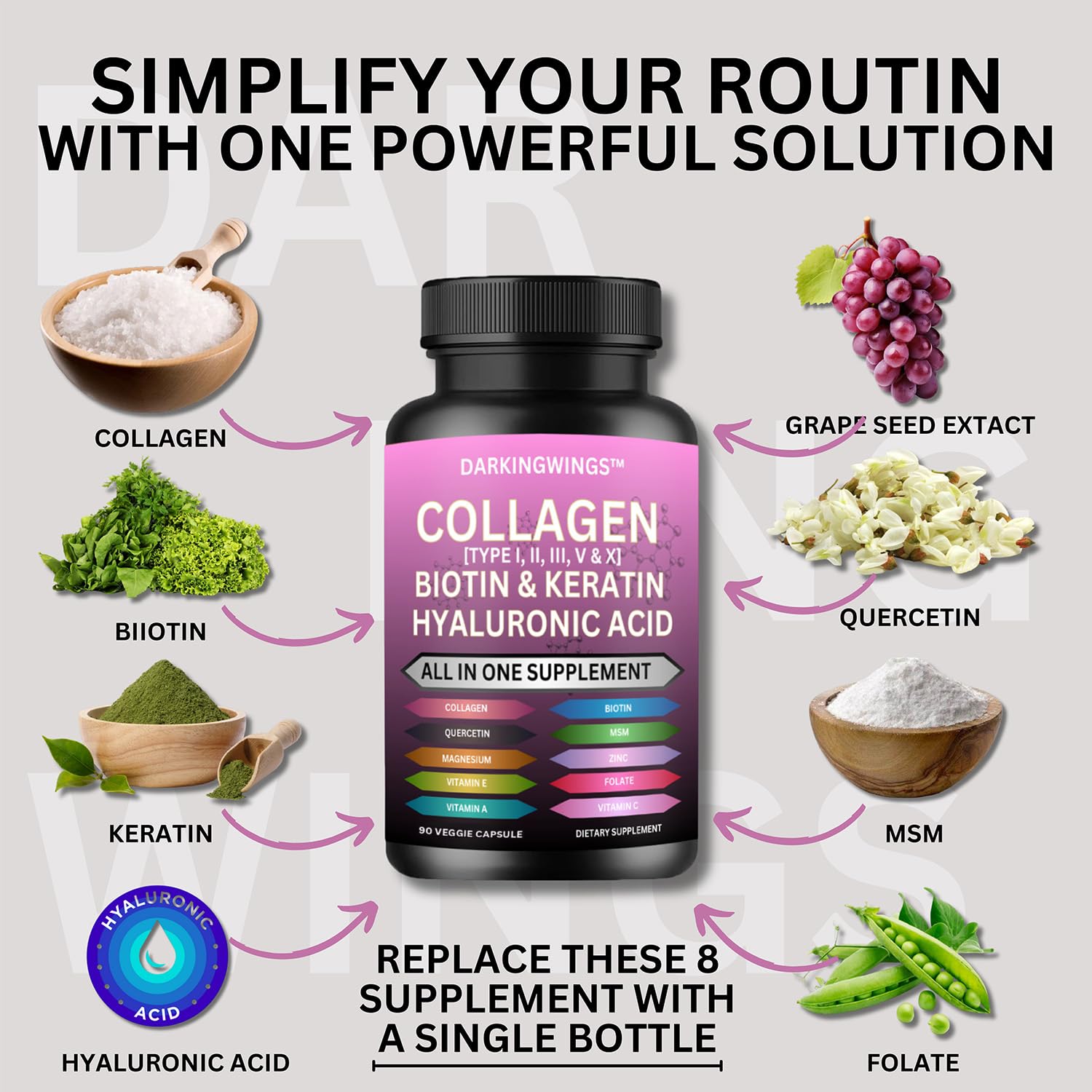 Darkingwings Multi Complex Collagen Capsules bottle with label