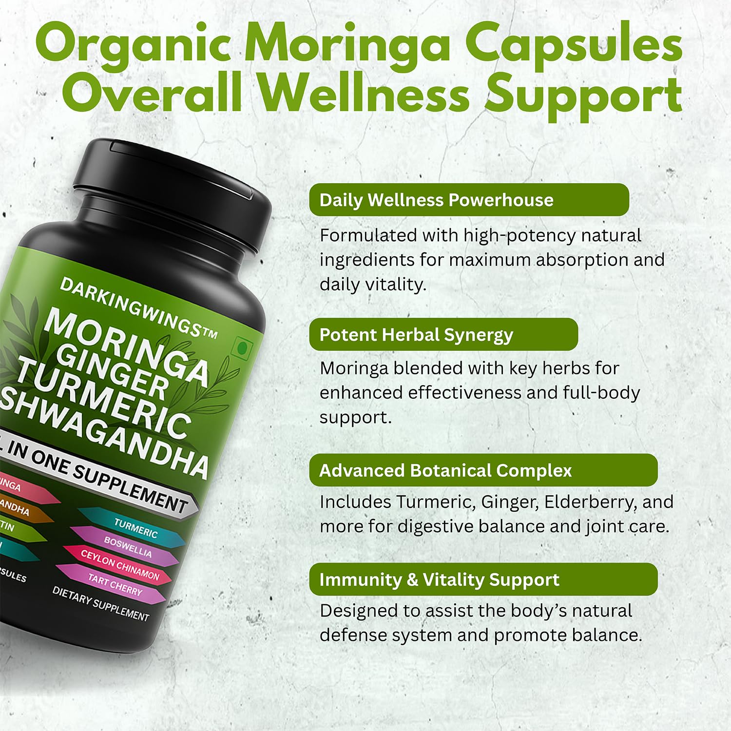 Darkingwings Turmeric Curcumin Capsules in hand