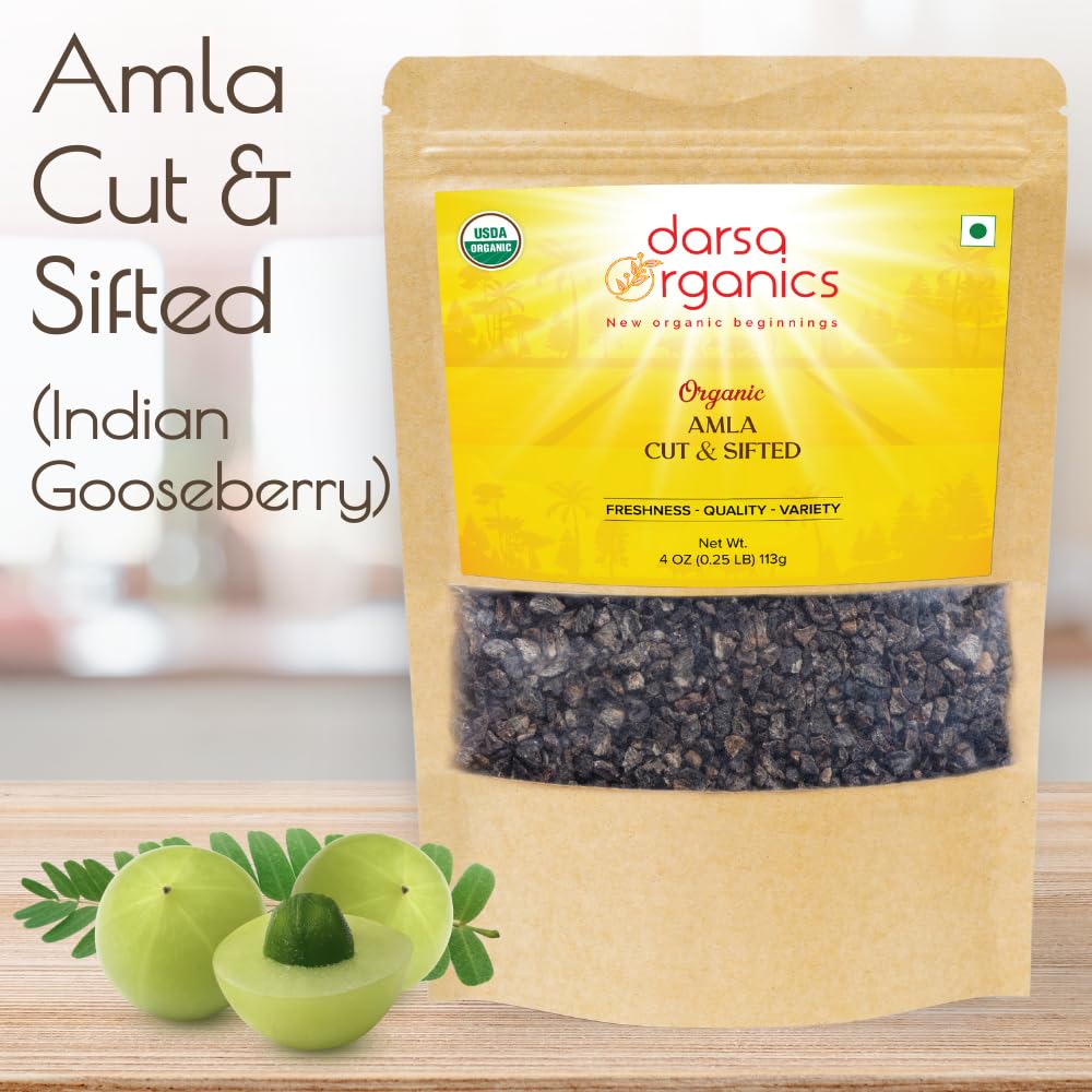 Darsa Organics Amla Berry Dried Fruit on a wooden table