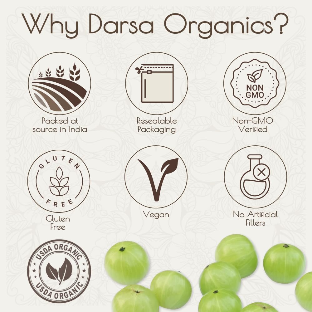 Darsa Organics Amla Berry Dried Fruit packaging details