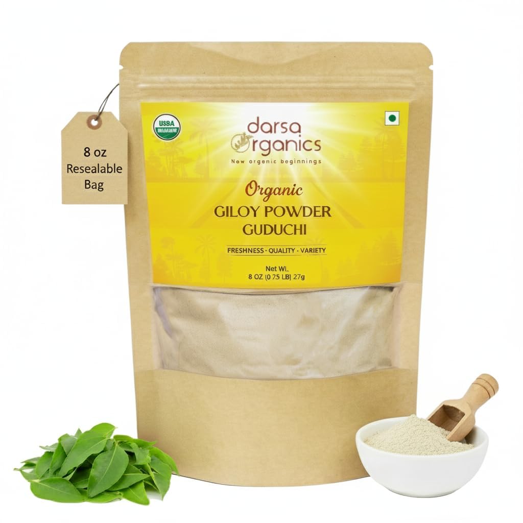 Darsa Organics Giloy Powder front view in resealable pouch
