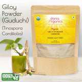 Darsa Organics Giloy Powder mixed in a glass of water