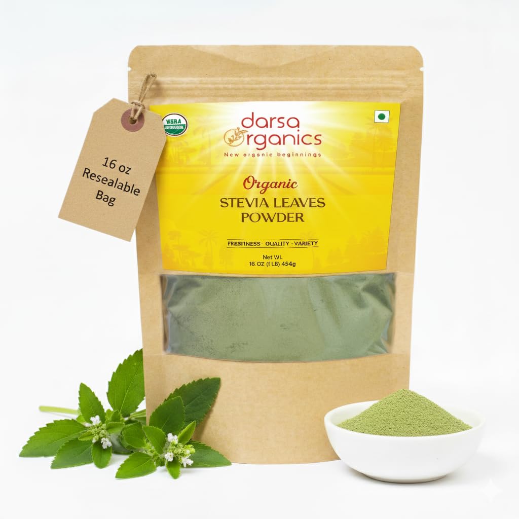 Darsa Organics Stevia Powder 472g front view with packaging
