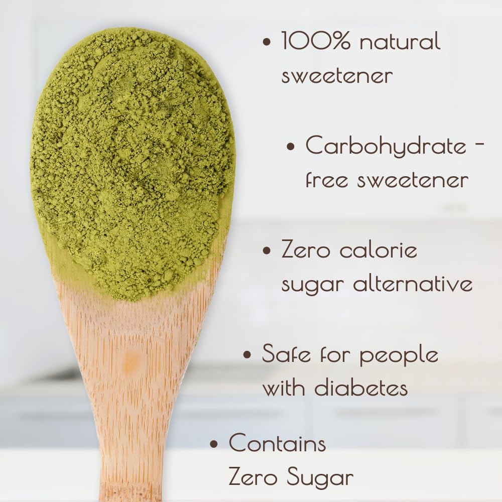 Darsa Organics Stevia Powder 472g on a countertop with baking ingredients