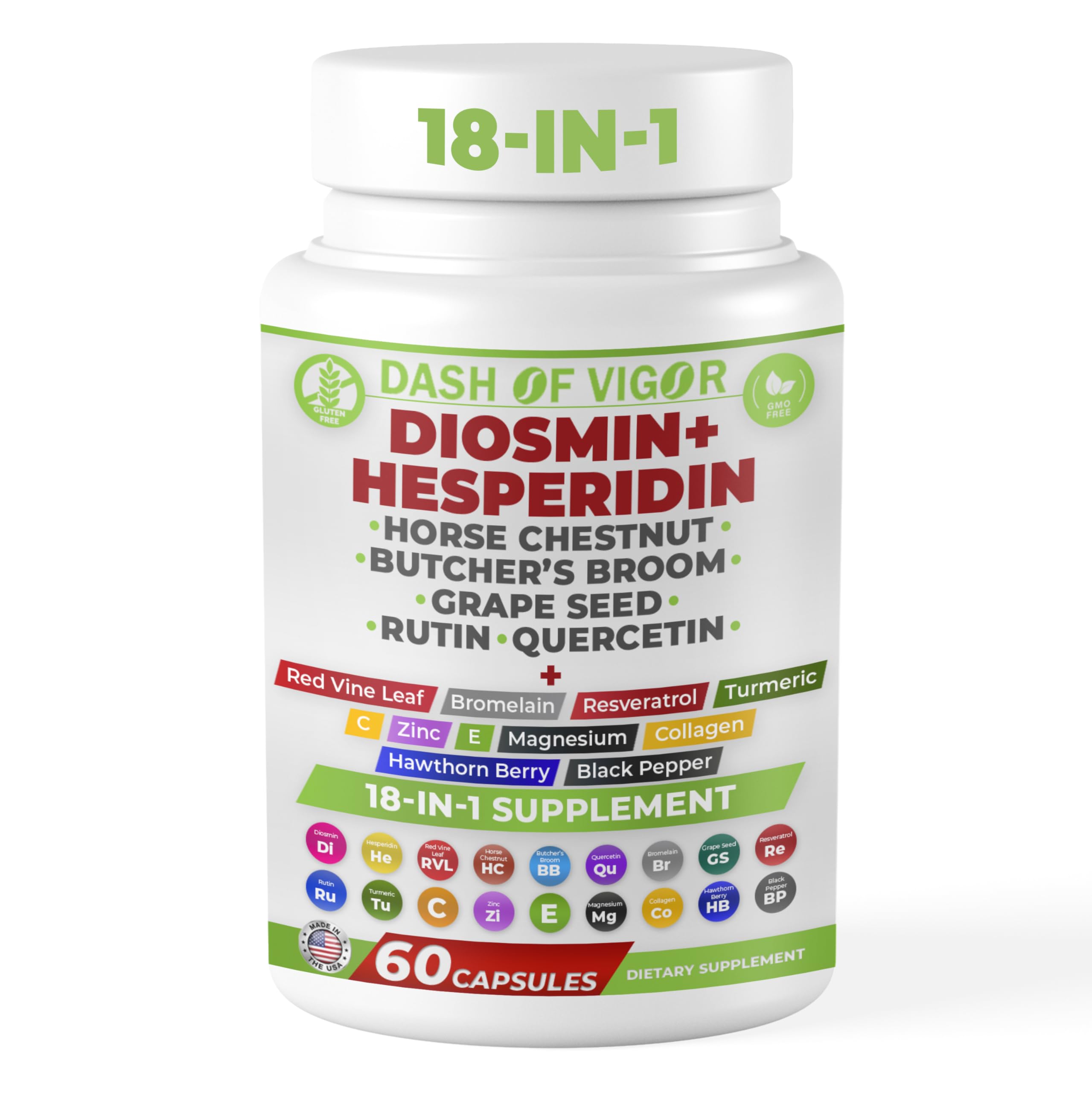 DASH OF VIGOR DOFV Diosmin Hesperidin Supplement 60 Capsules front view
