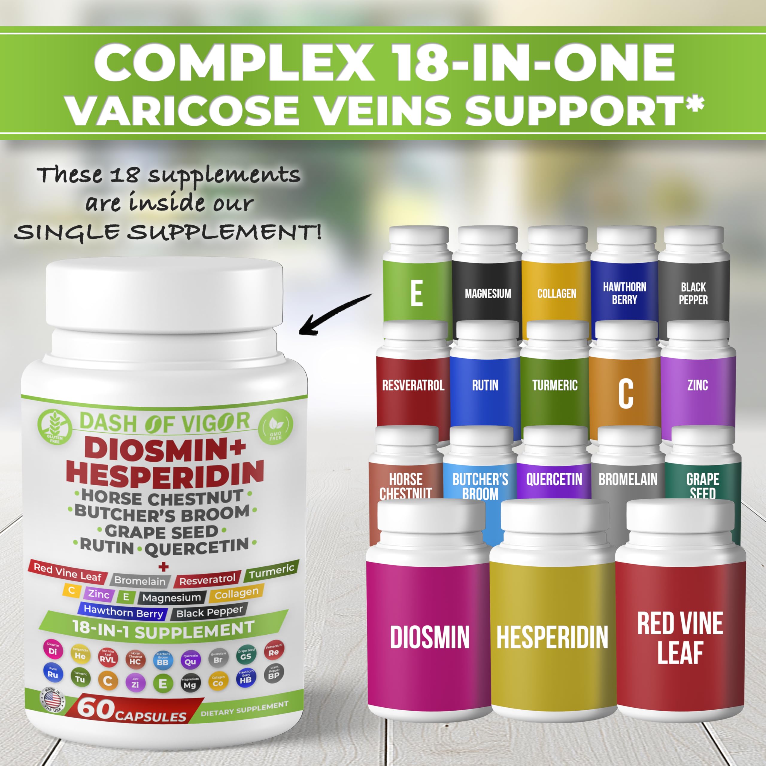 DASH OF VIGOR DOFV Diosmin Hesperidin Supplement bottle side view