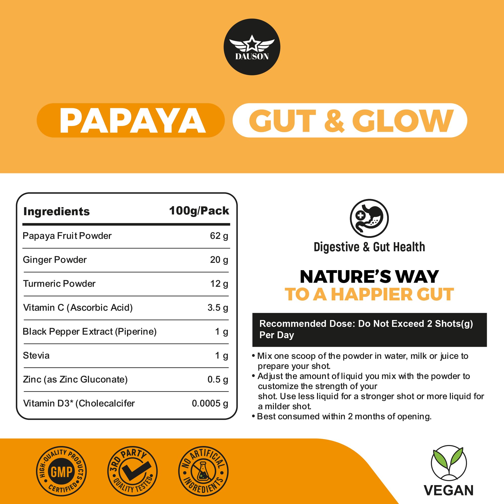 DAUSON Ginger Supplement Powder scoop for easy serving