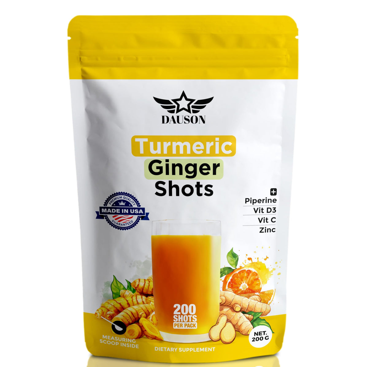 DAUSON Ginger Turmeric Powder 200g front view