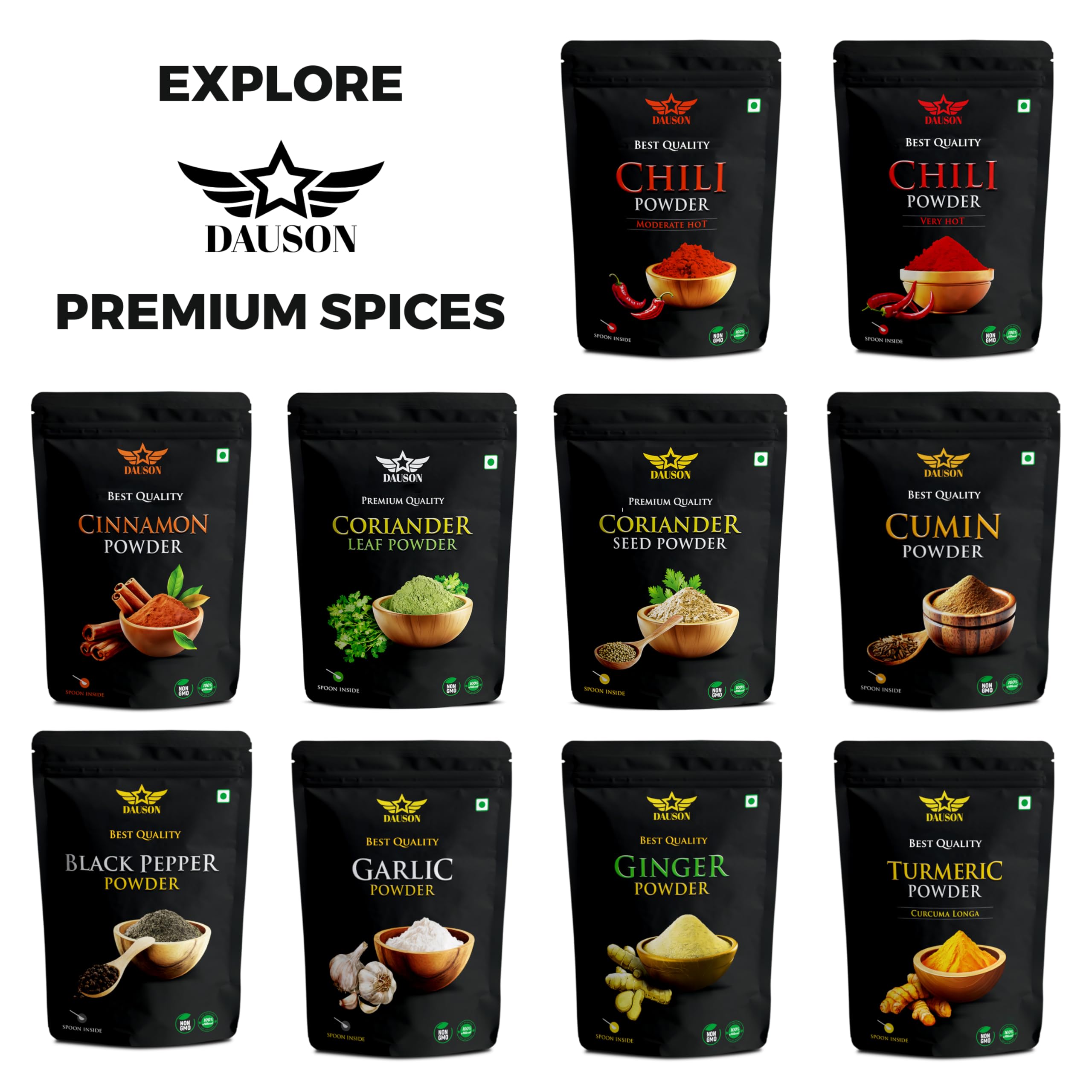 DAUSON Ginger Turmeric Powder 200g on a kitchen counter