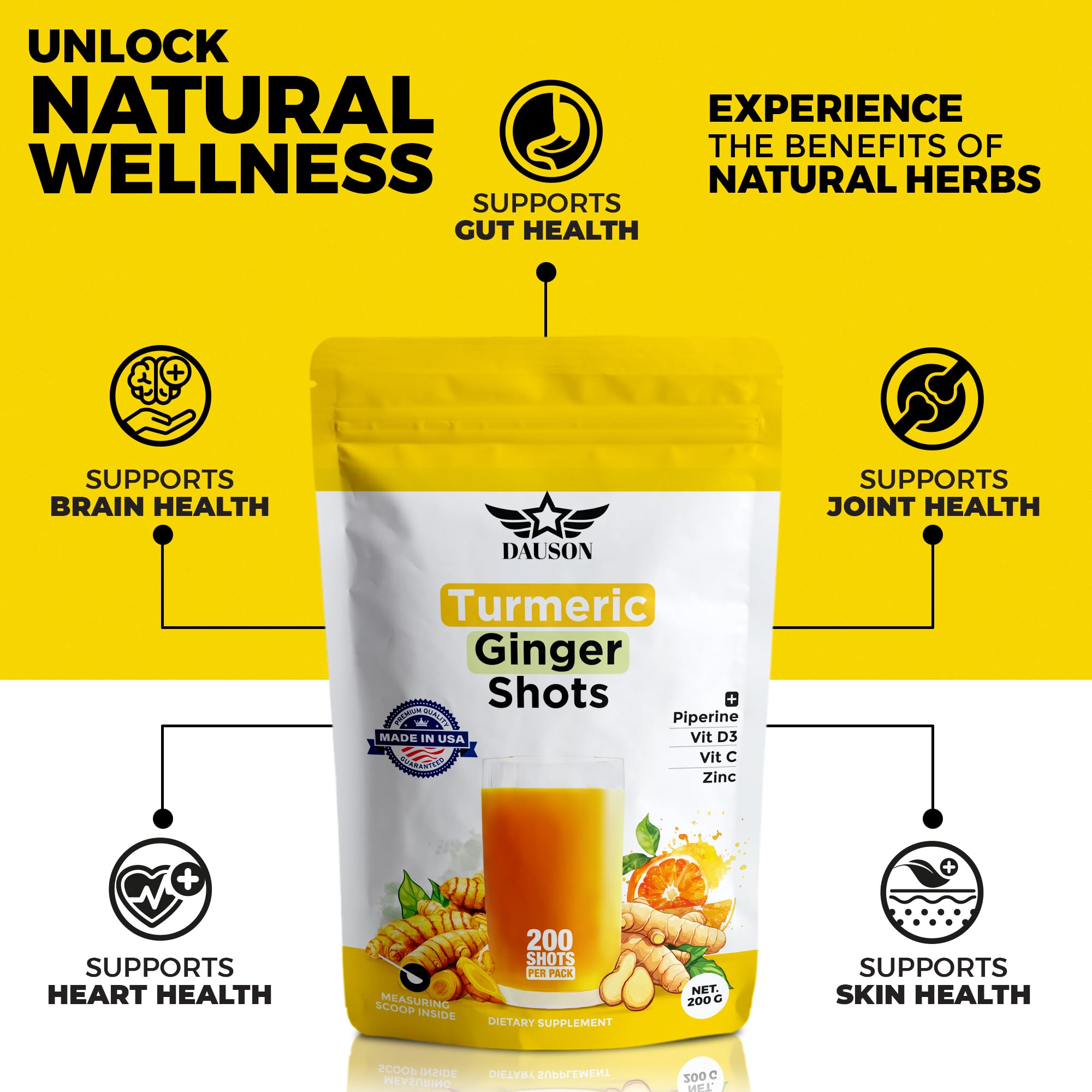 DAUSON Ginger Turmeric Powder 200g packaging