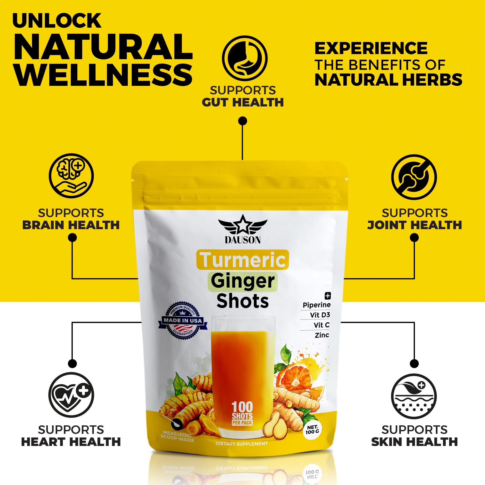 DAUSON Ginger Turmeric Powder packaging side view