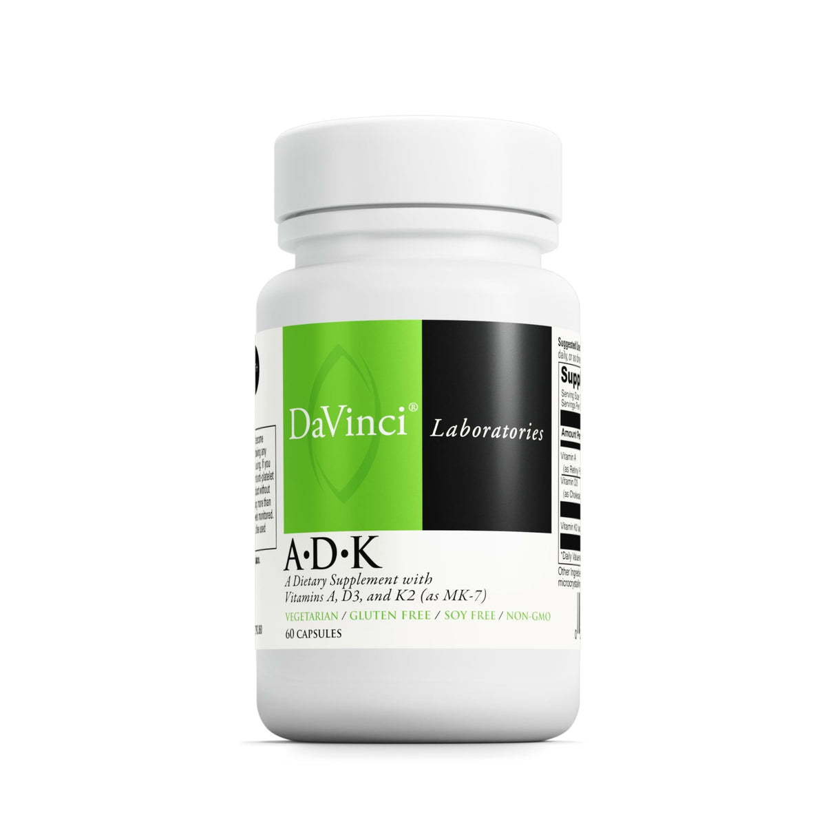 DAVINCI ADK Multivitamins front view with capsule bottle