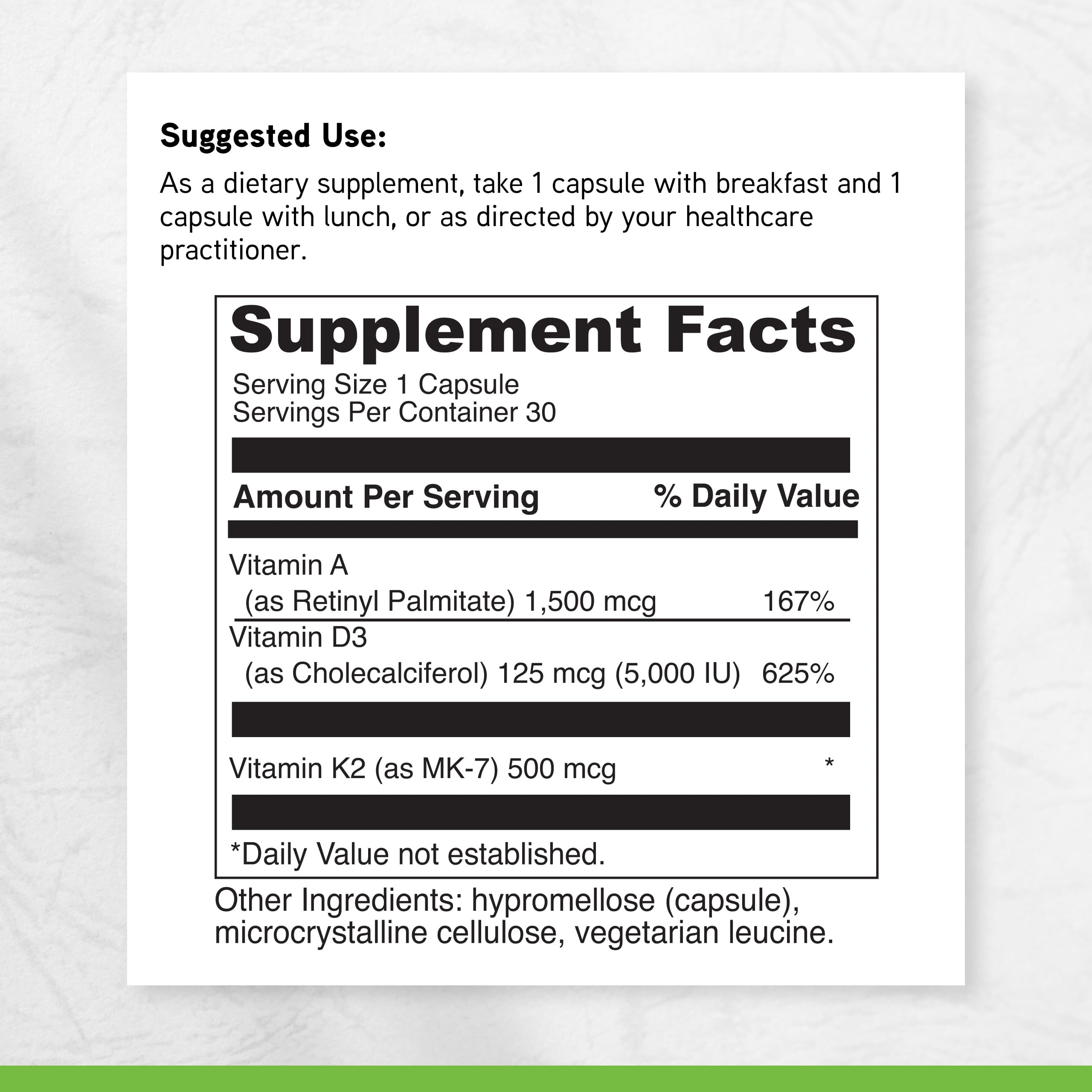 DAVINCI ADK Multivitamins packaging with nutritional information