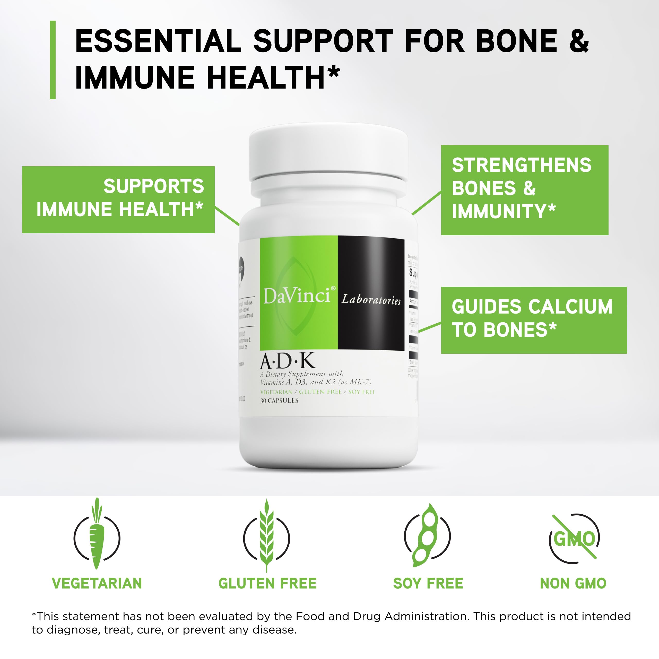 DAVINCI ADK Multivitamins side view with capsule count