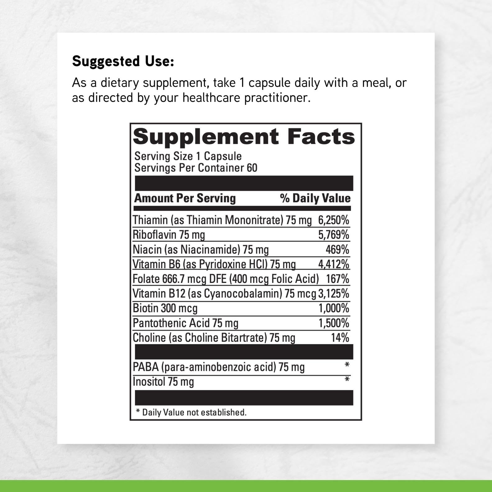 DAVINCI B Complex 75 supplement packaging details