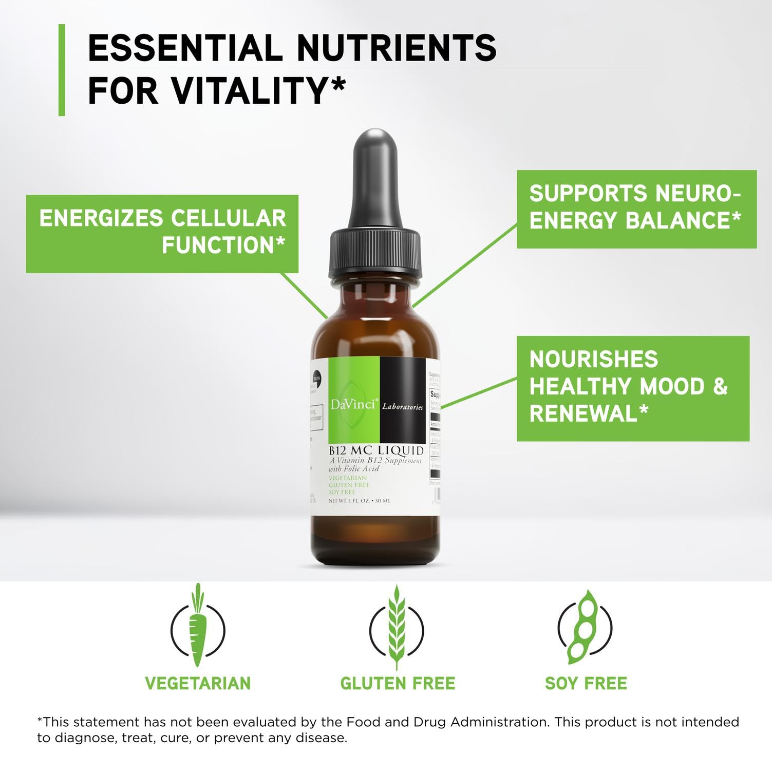 DAVINCI B12 MC Liquid Vitamin B Complex 5000mcg side view