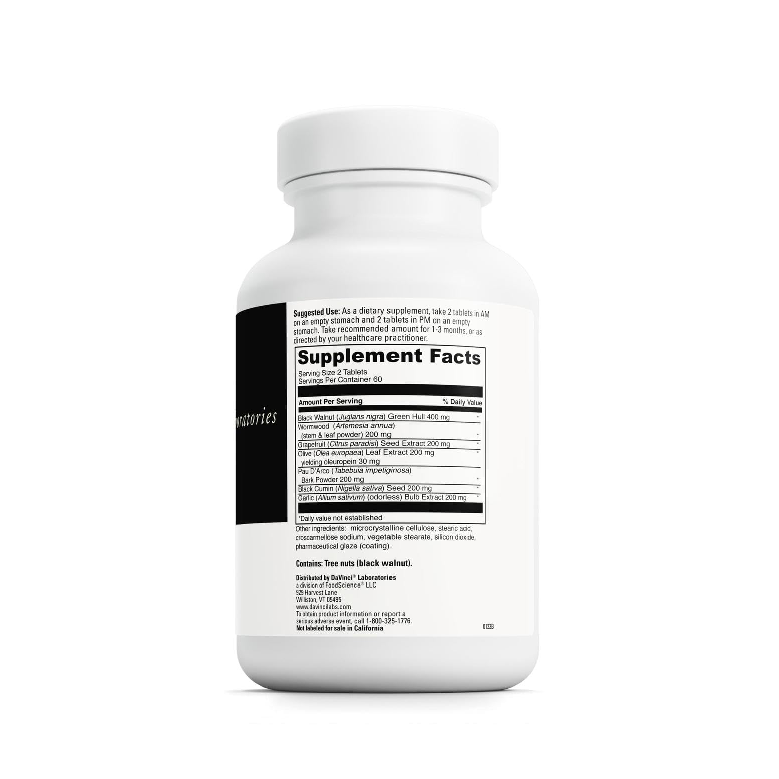 DAVINCI Blended Vitamin & Mineral Supplement back view with ingredient list
