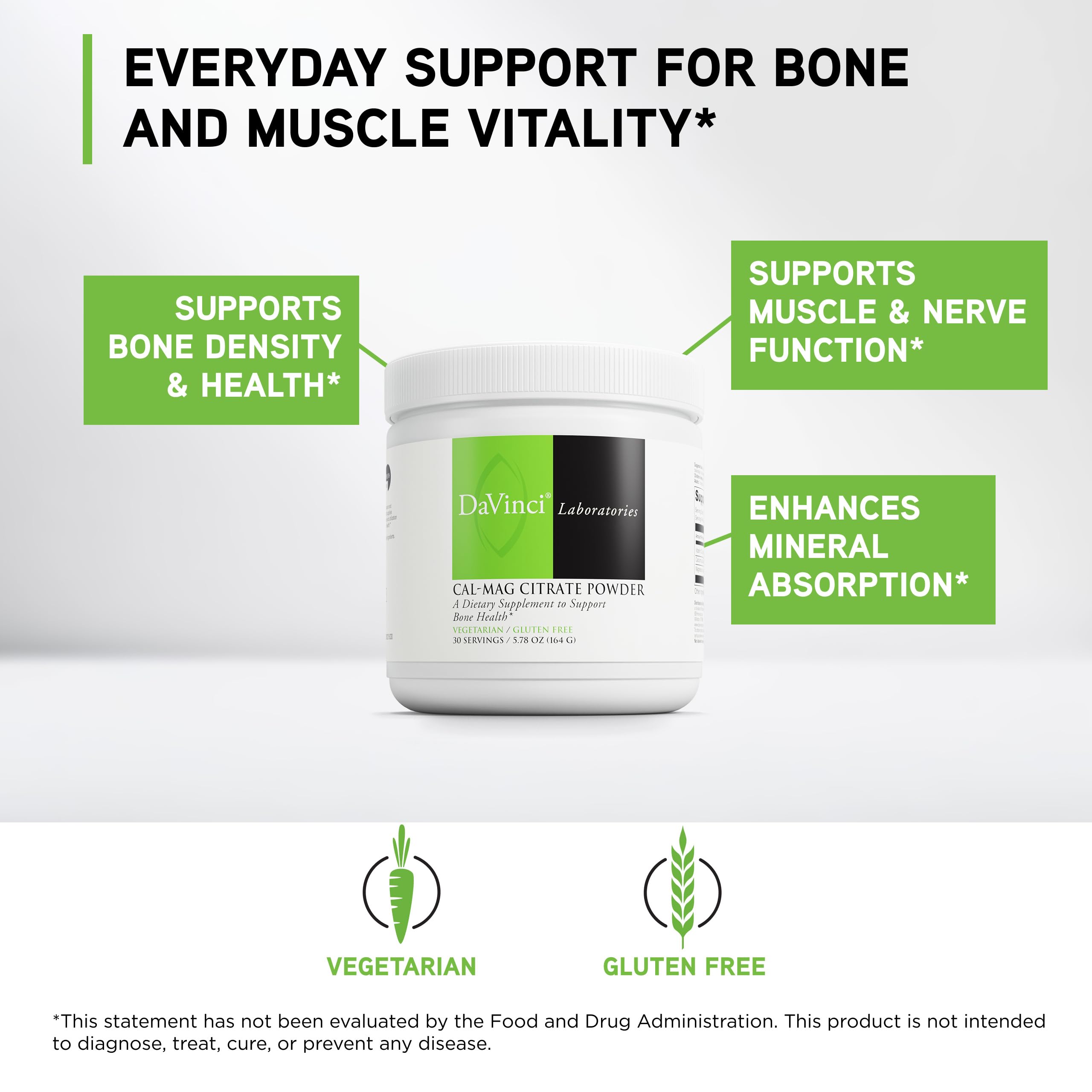 DAVINCI Bone Health Support Supplement ingredients list on packaging