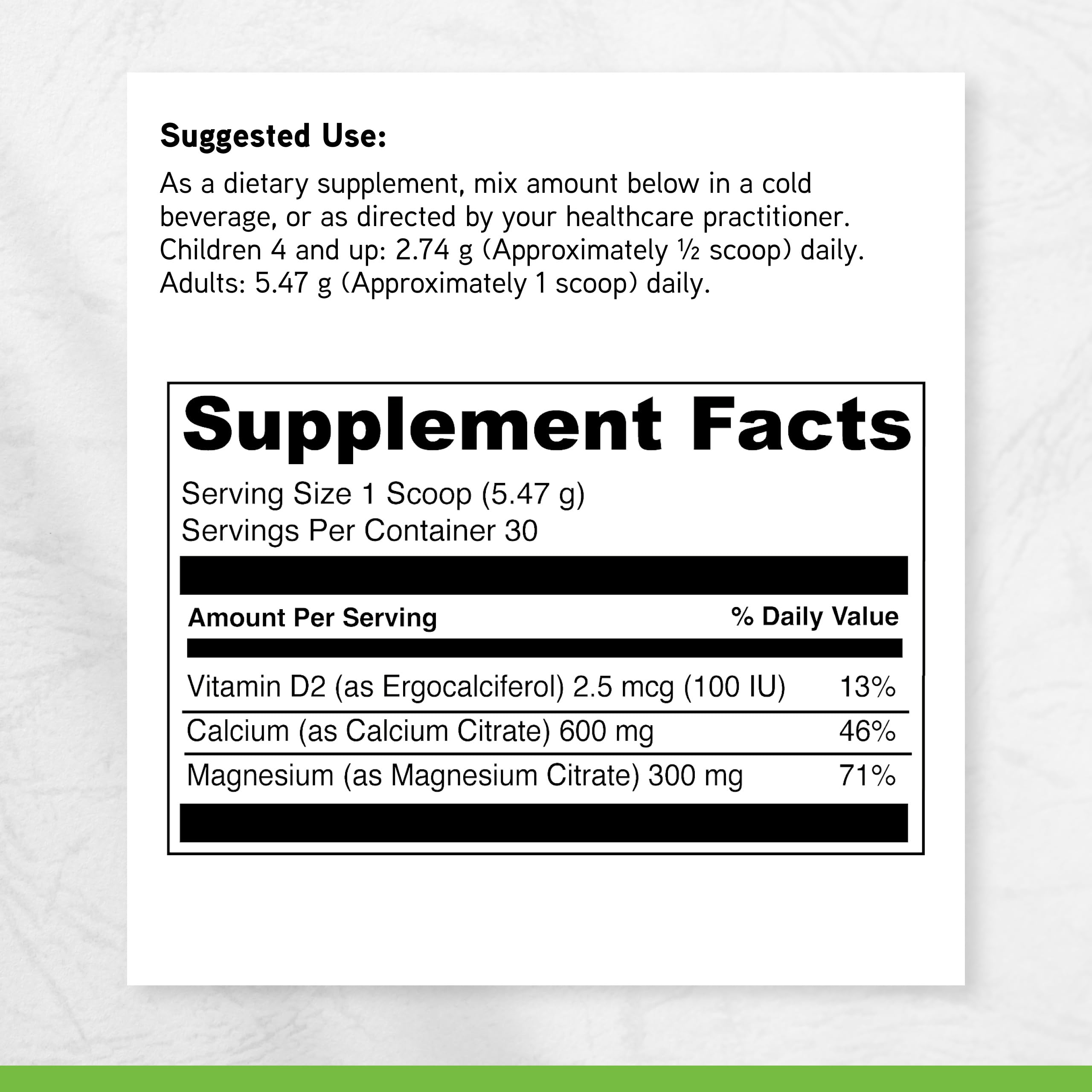 DAVINCI Bone Health Support Supplement nutritional information