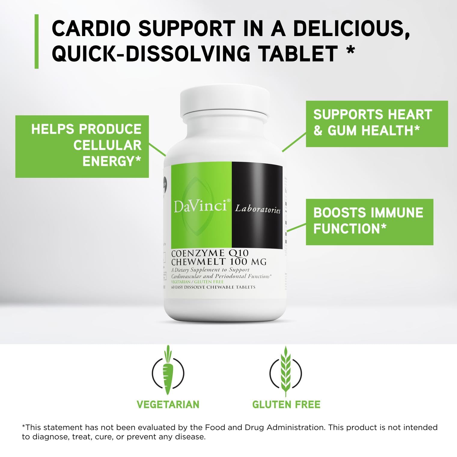 DAVINCI Coenzyme Q10 ChewMelt side view of packaging