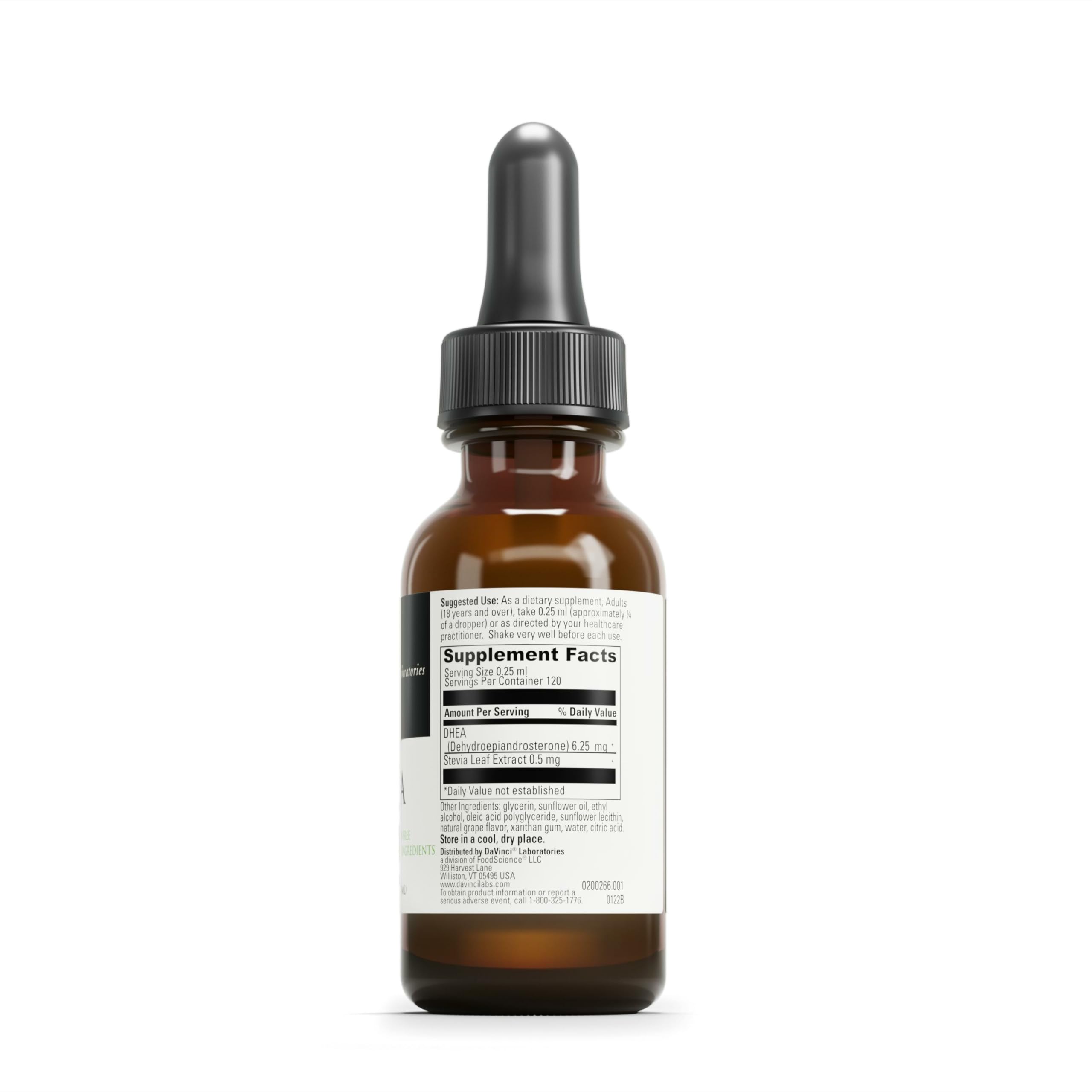 DAVINCI DHEA Blended Vitamin Supplement side view with ingredients